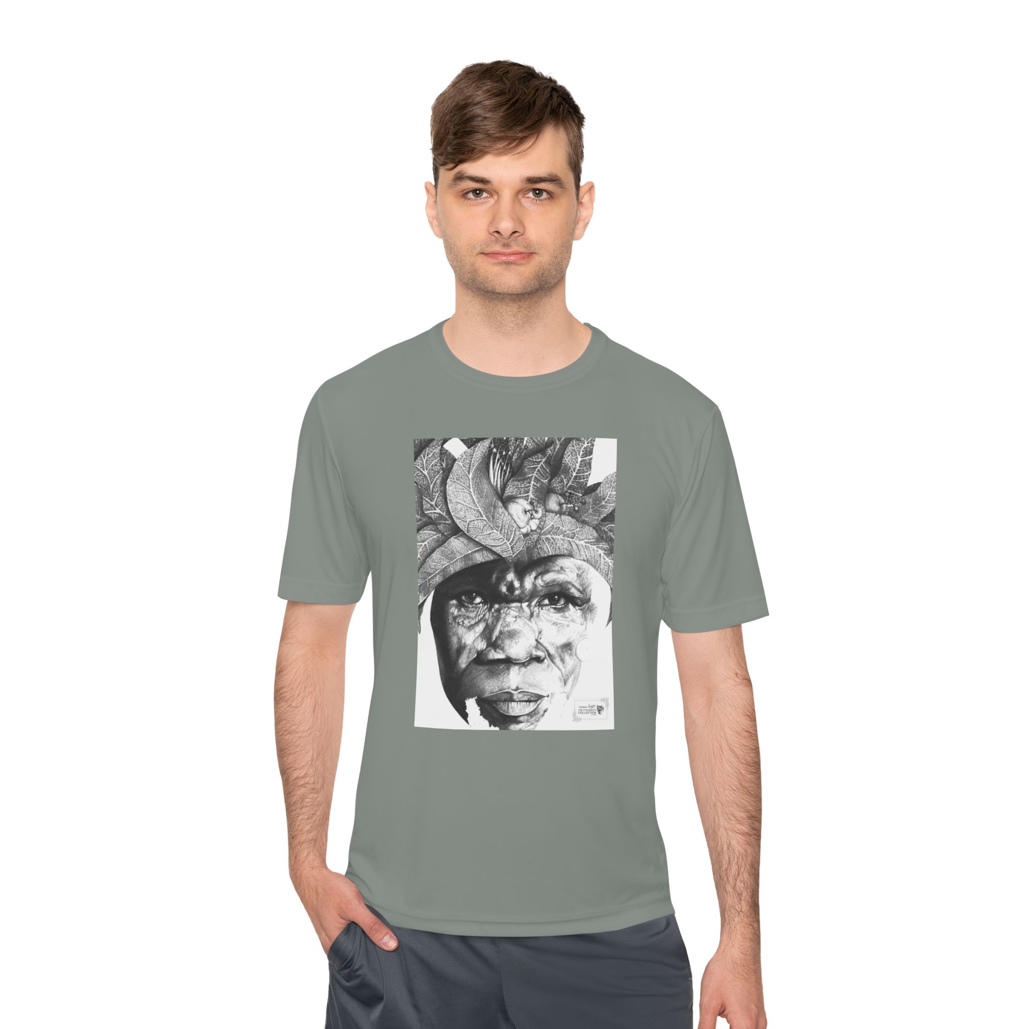 Portrait Graphic Tee — Tribal Headdress Black & White Art - Image 39