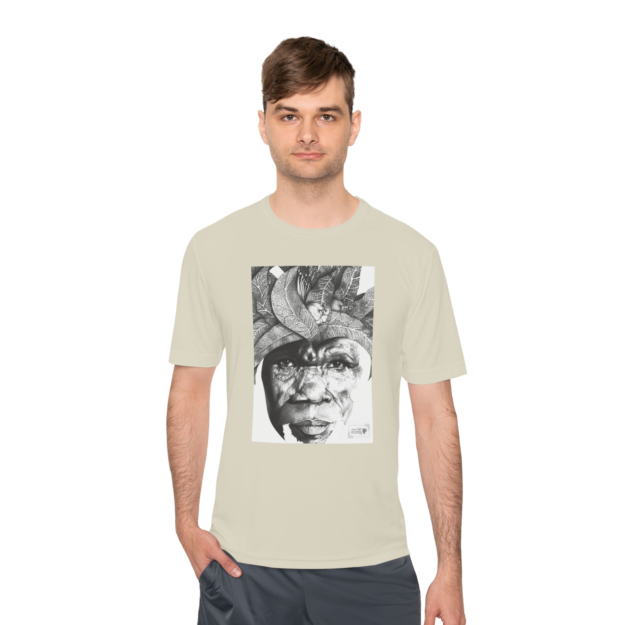 Portrait Graphic Tee — Tribal Headdress Black & White Art - Image 35