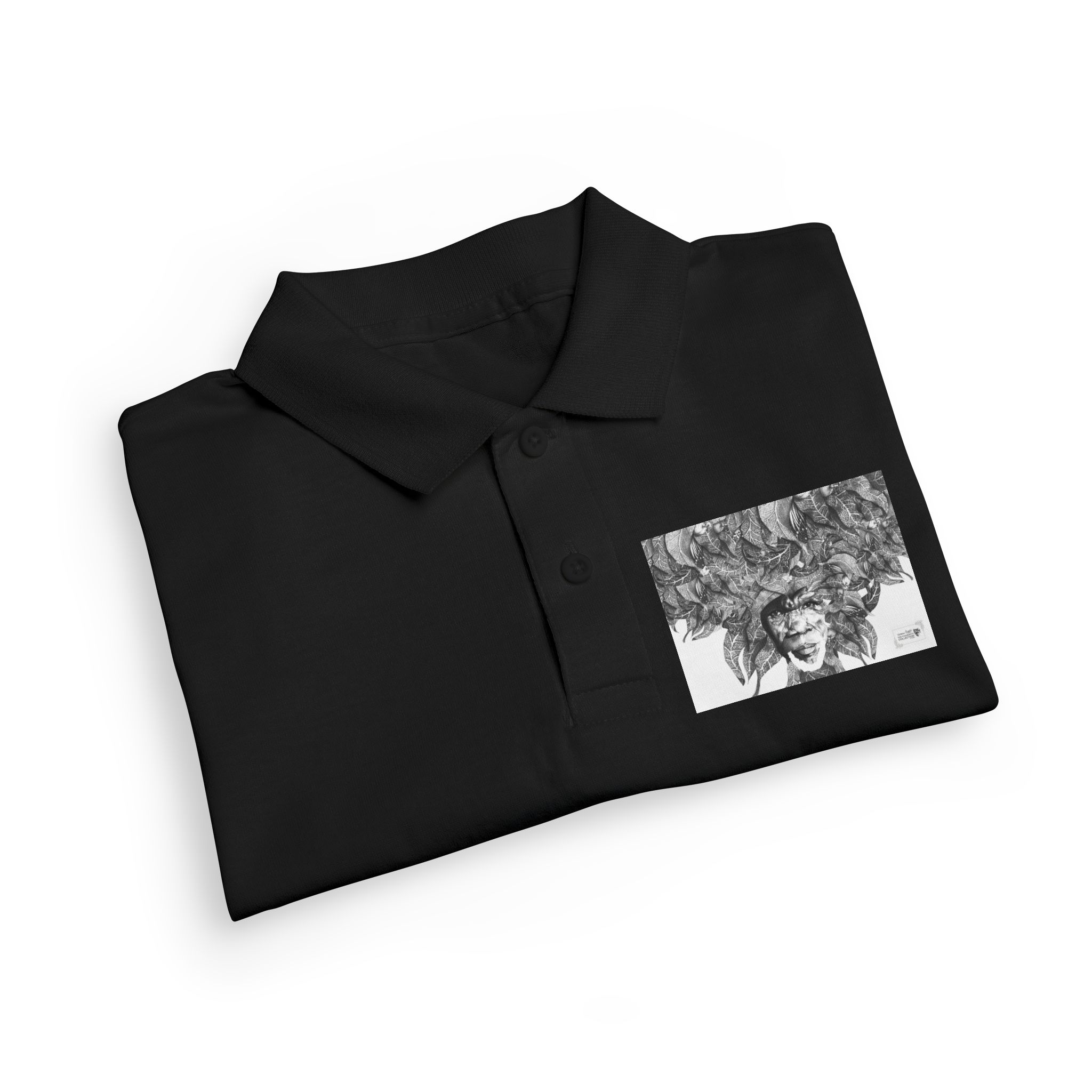 Youth Polo Shirt – Black & White Afro Girl Art Print - Image 7