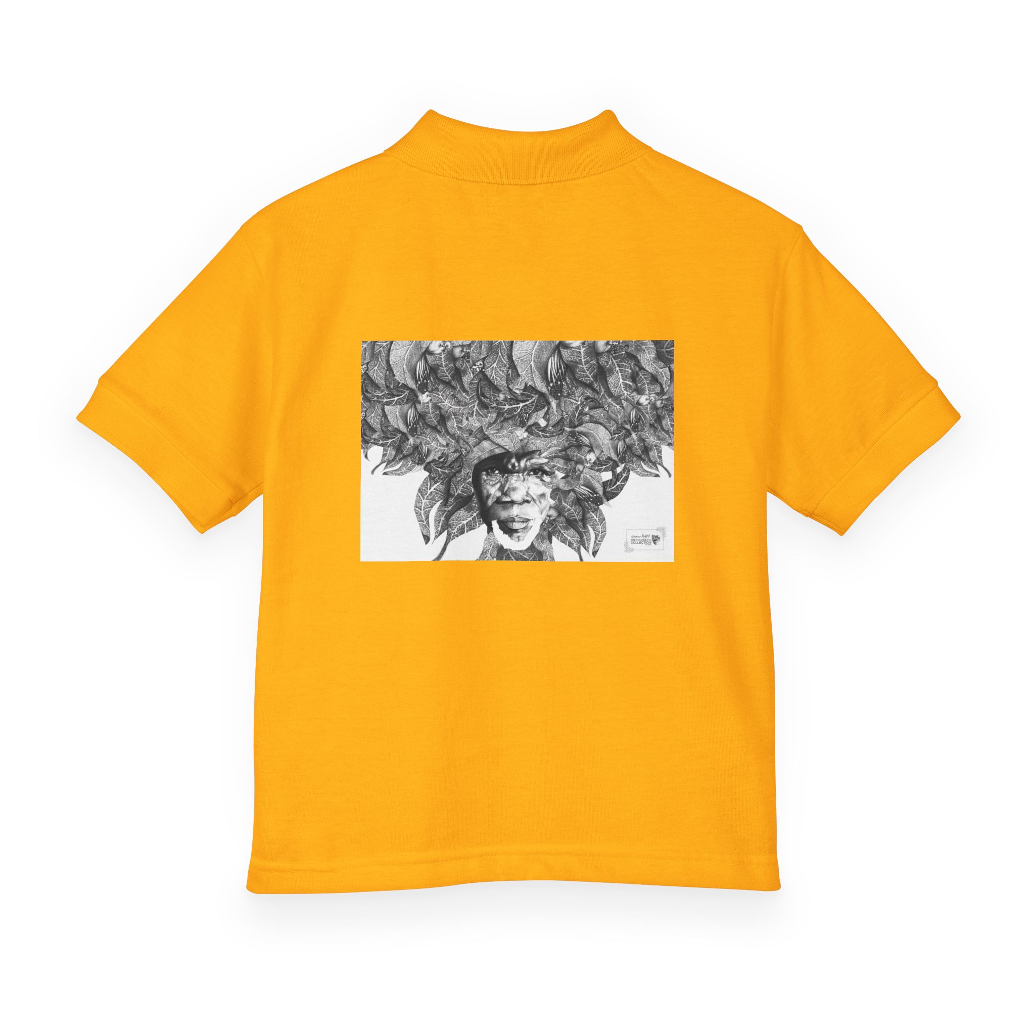 Youth Polo Shirt – Black & White Afro Girl Art Print - Image 14