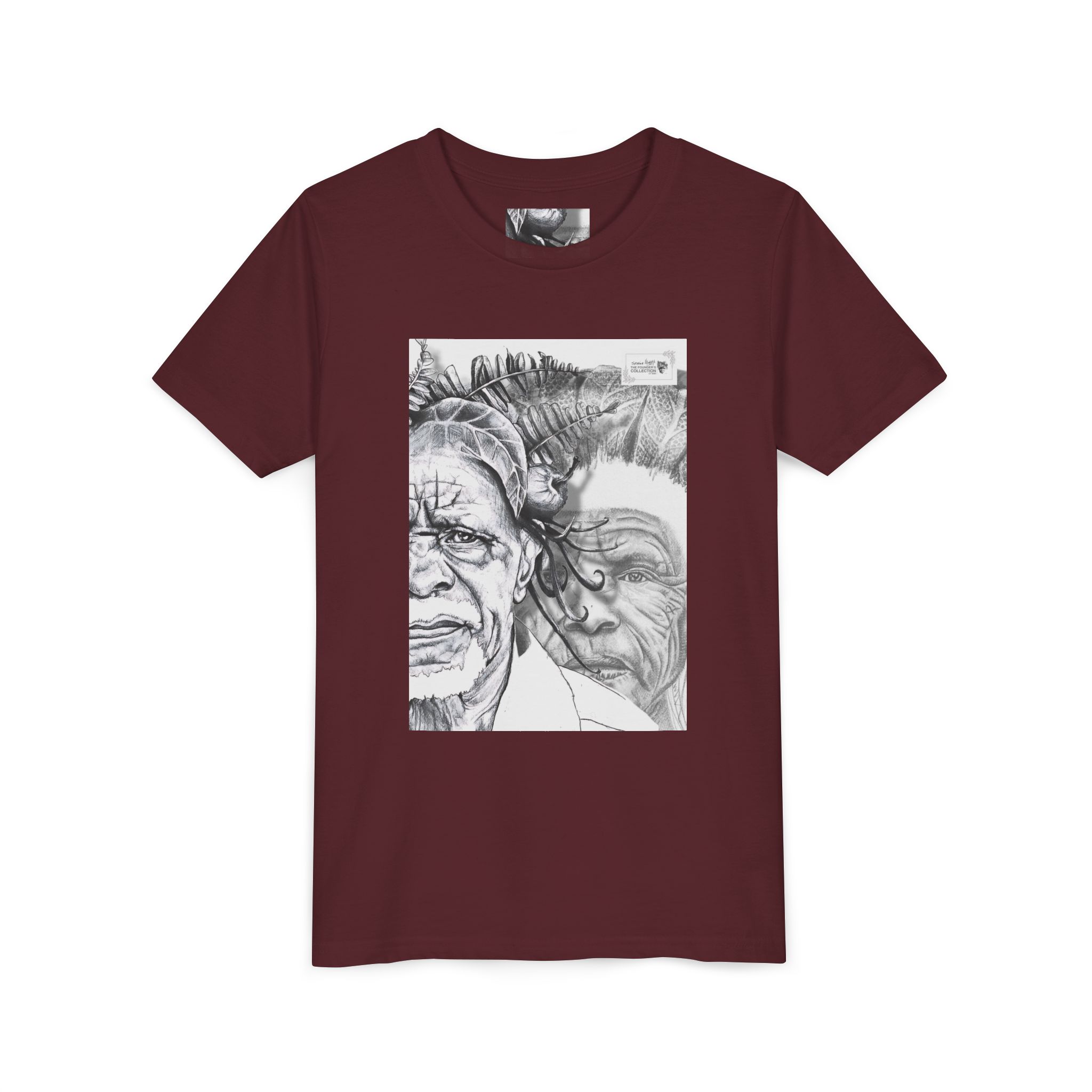 Youth Tee – Monochrome Dual-Face Sketch Graphic - Image 95