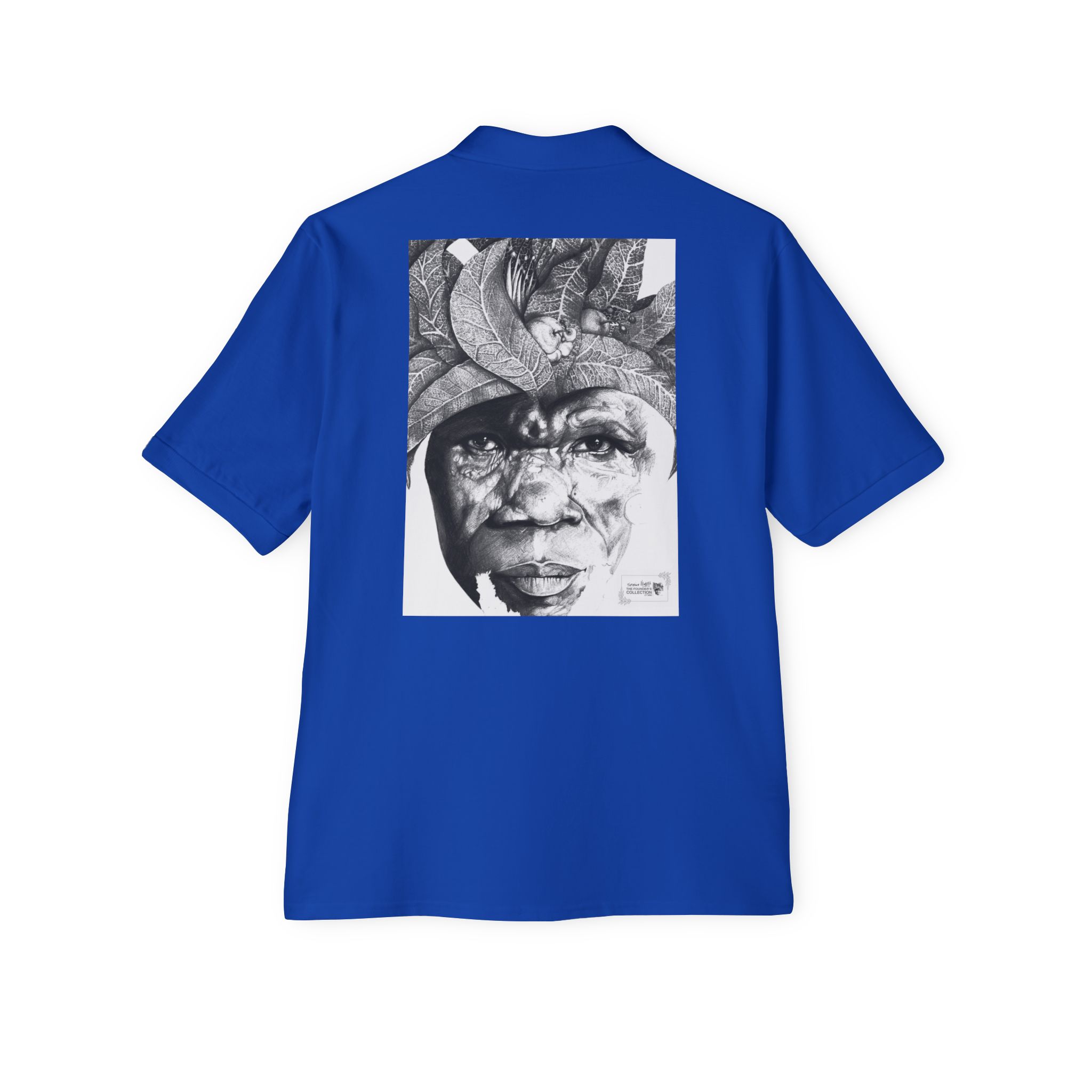 Men's Polo with Monochrome Tribal Portrait Print — Graphic Art Polo Shirt - Image 18