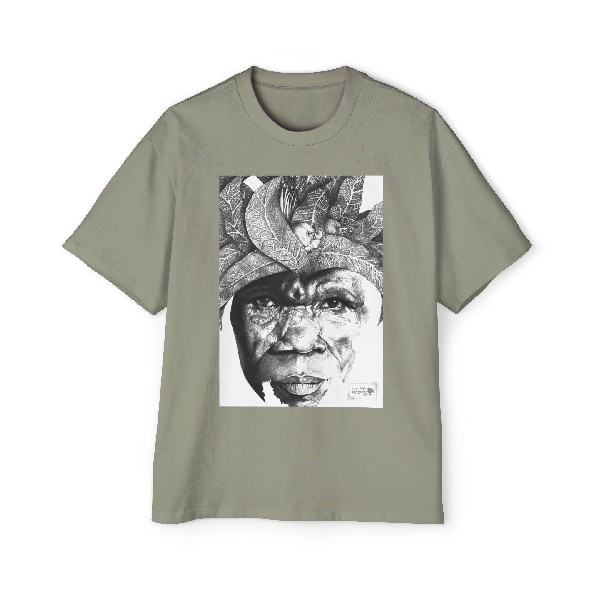 Graphic Tee — Monochrome Tribal Face Art Oversized T-Shirt - Image 33