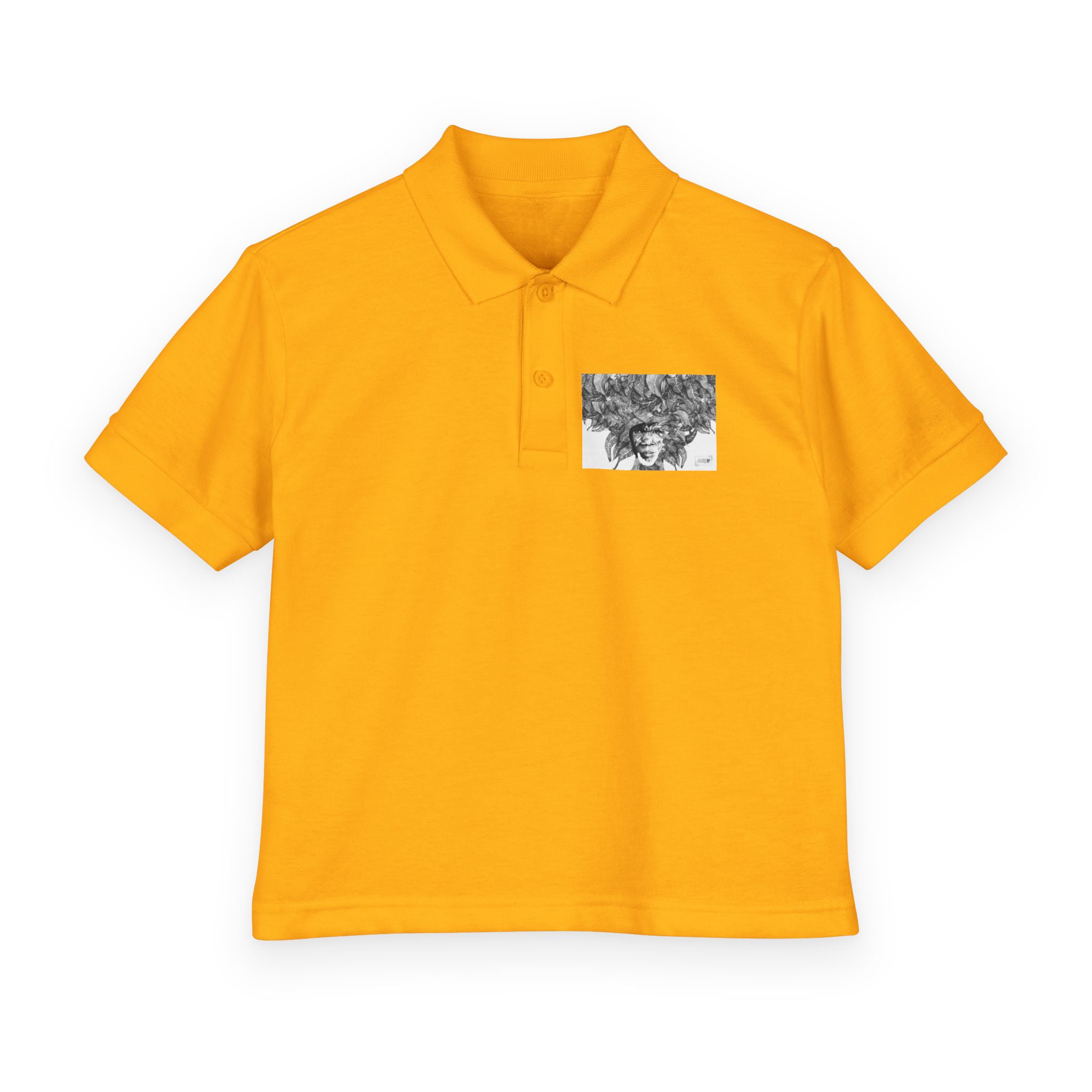 Youth Polo Shirt – Black & White Afro Girl Art Print - Image 13