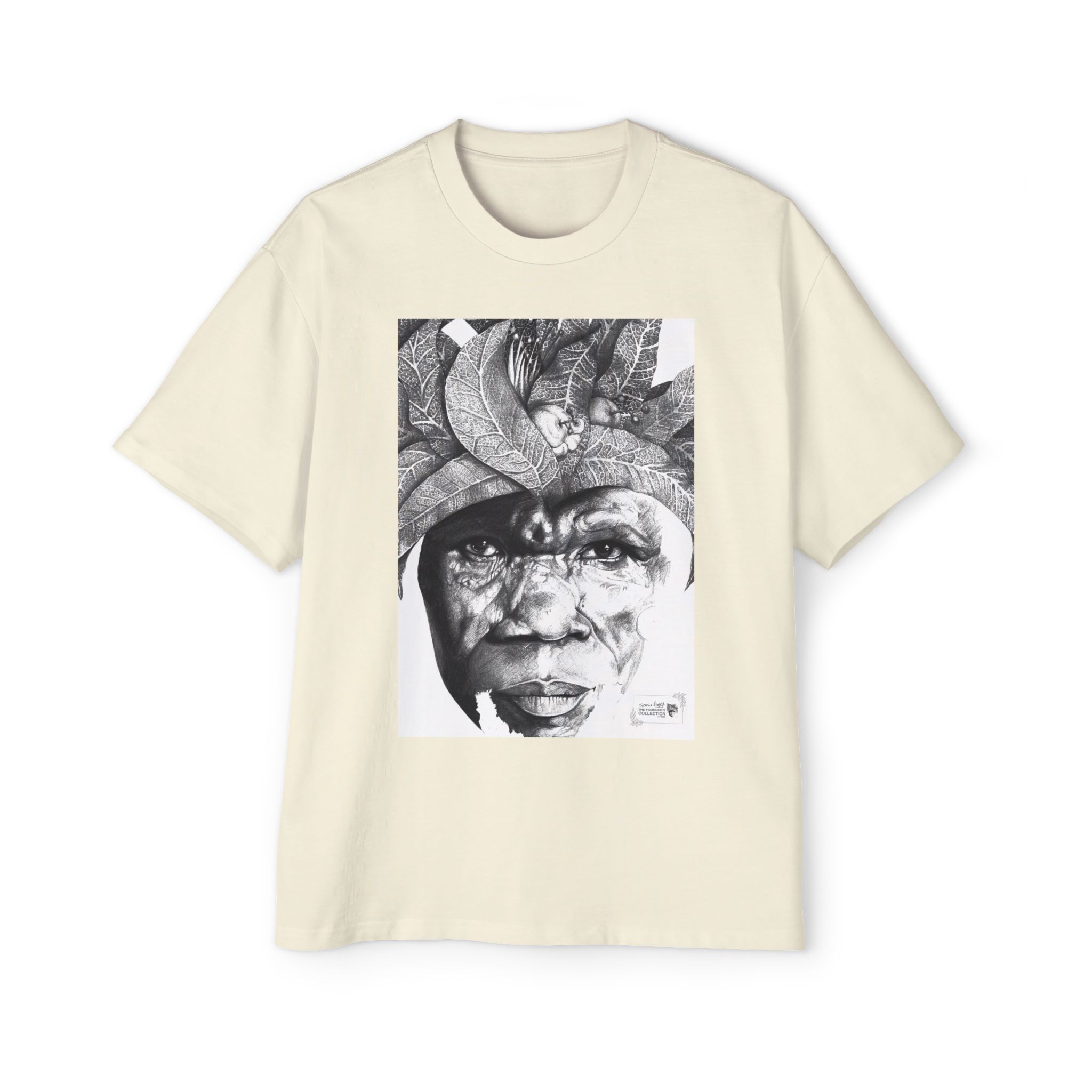 Graphic Tee — Monochrome Tribal Face Art Oversized T-Shirt - Image 21