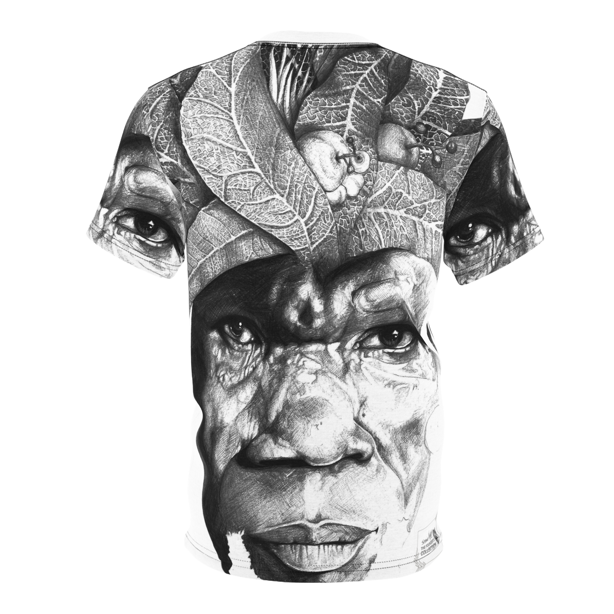 Portrait Graphic Tee — Monochrome Elder Face All-Over Print - Image 7