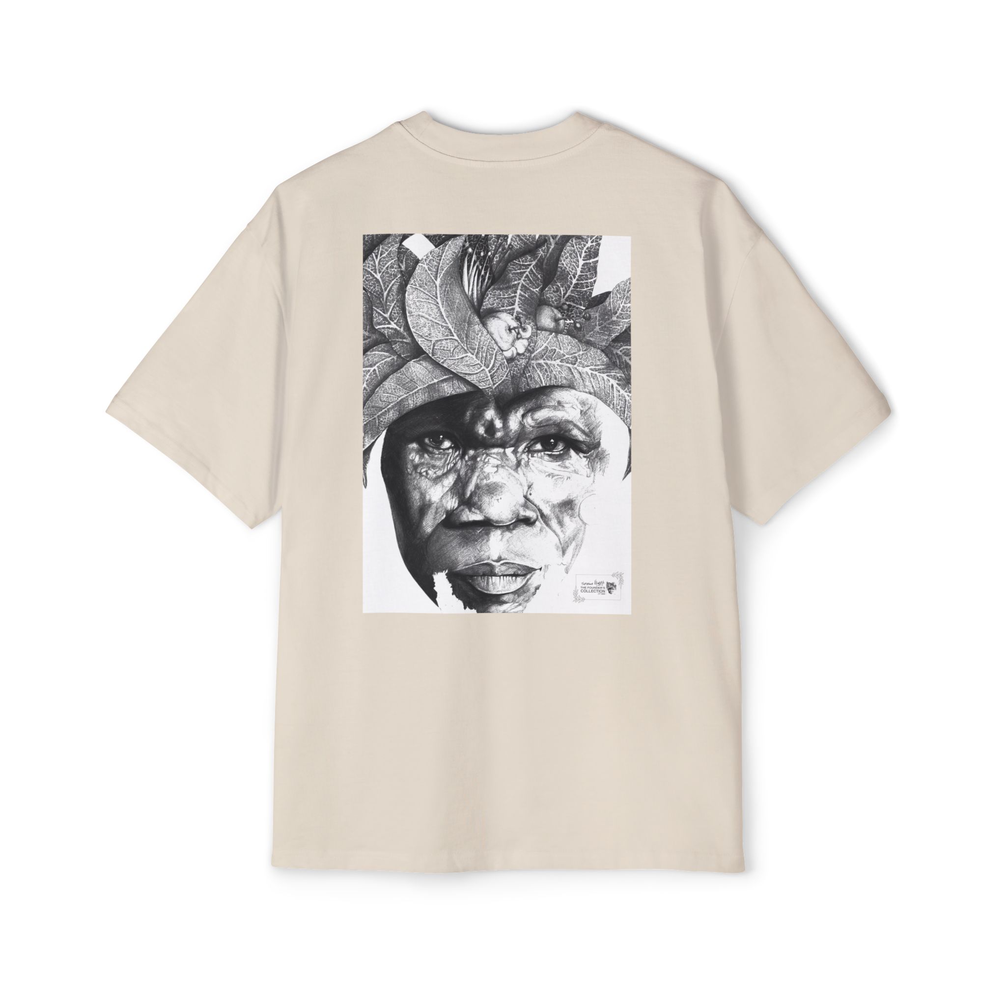 Graphic Tee — Monochrome Tribal Face Art Oversized T-Shirt - Image 18
