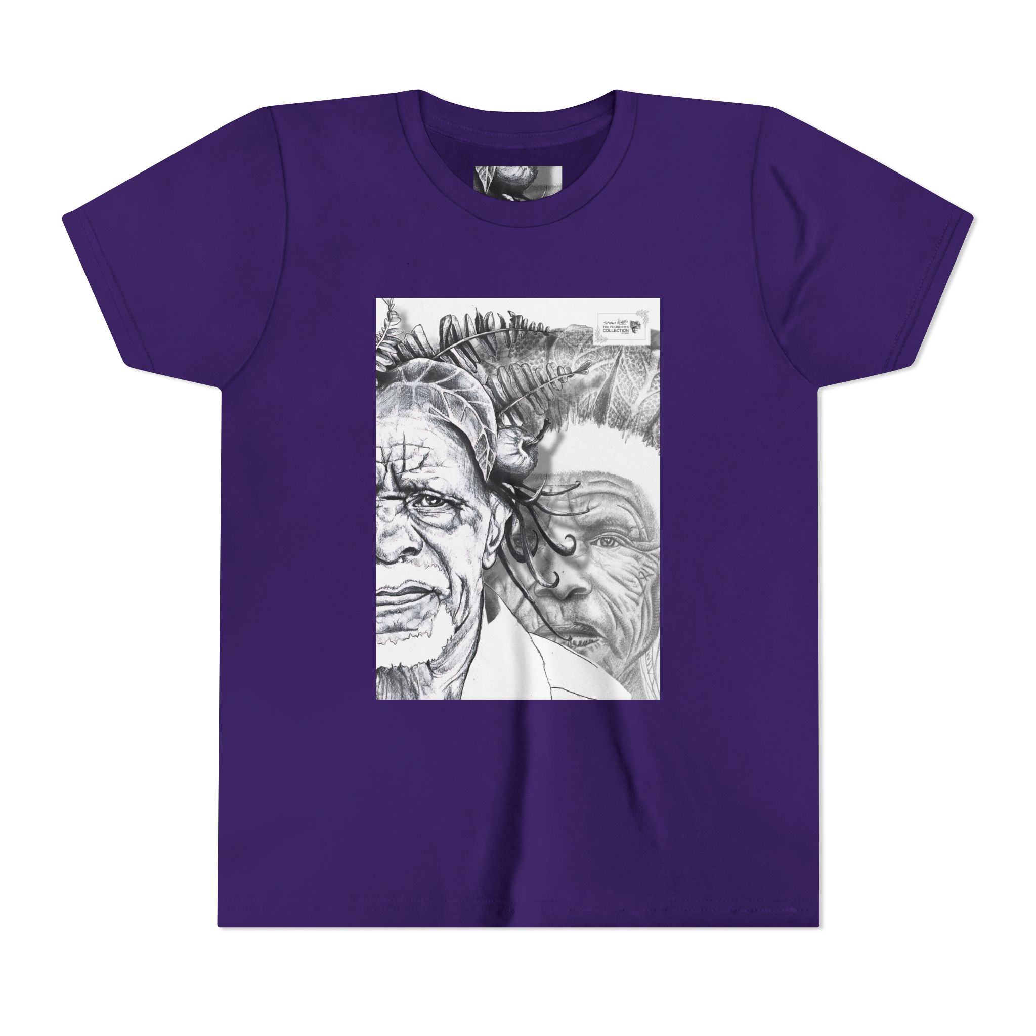 Youth Tee – Monochrome Dual-Face Sketch Graphic - Image 85