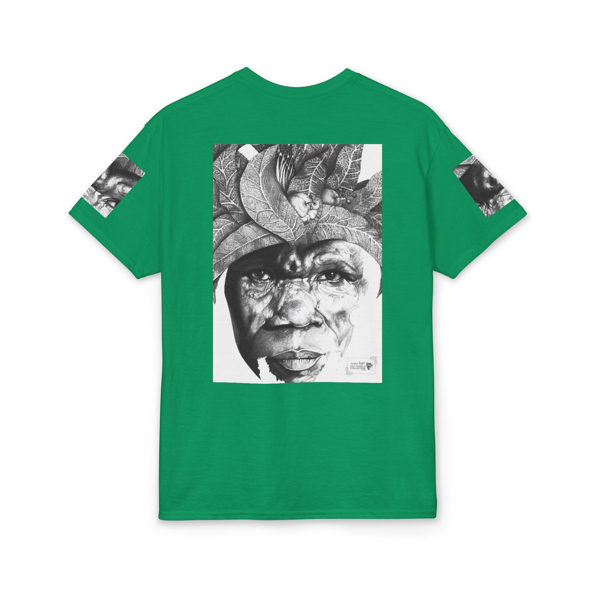Tribal Face Collage T-Shirt — Black & White Portrait Graphic Tee - Image 34