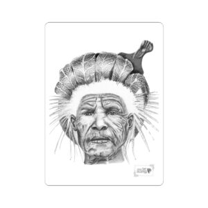 Elder Warrior Portrait Sticker — Detailed Antique-Style Kiss-Cut Decal
