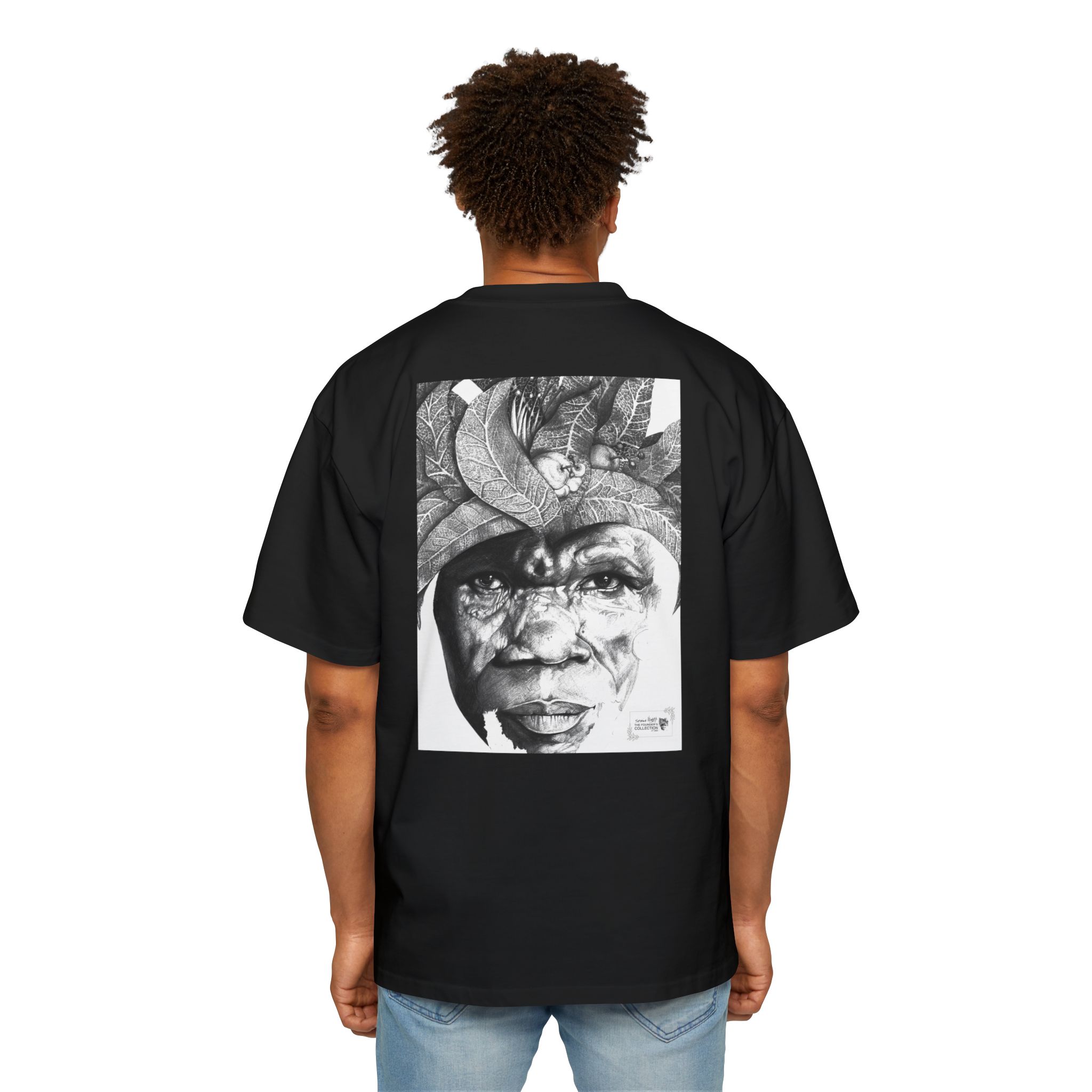 Graphic Tee — Monochrome Tribal Face Art Oversized T-Shirt - Image 16