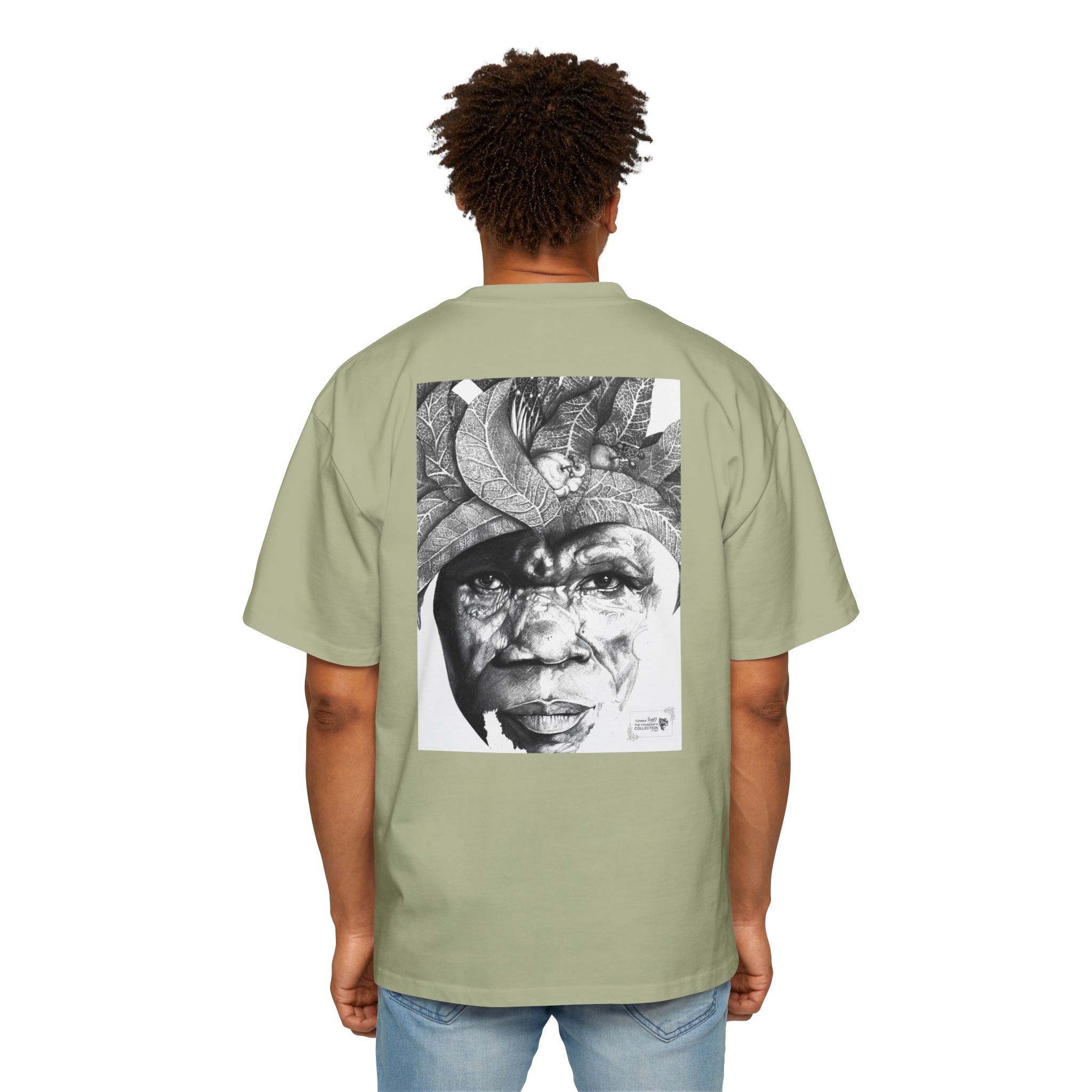 Graphic Tee — Monochrome Tribal Face Art Oversized T-Shirt - Image 32