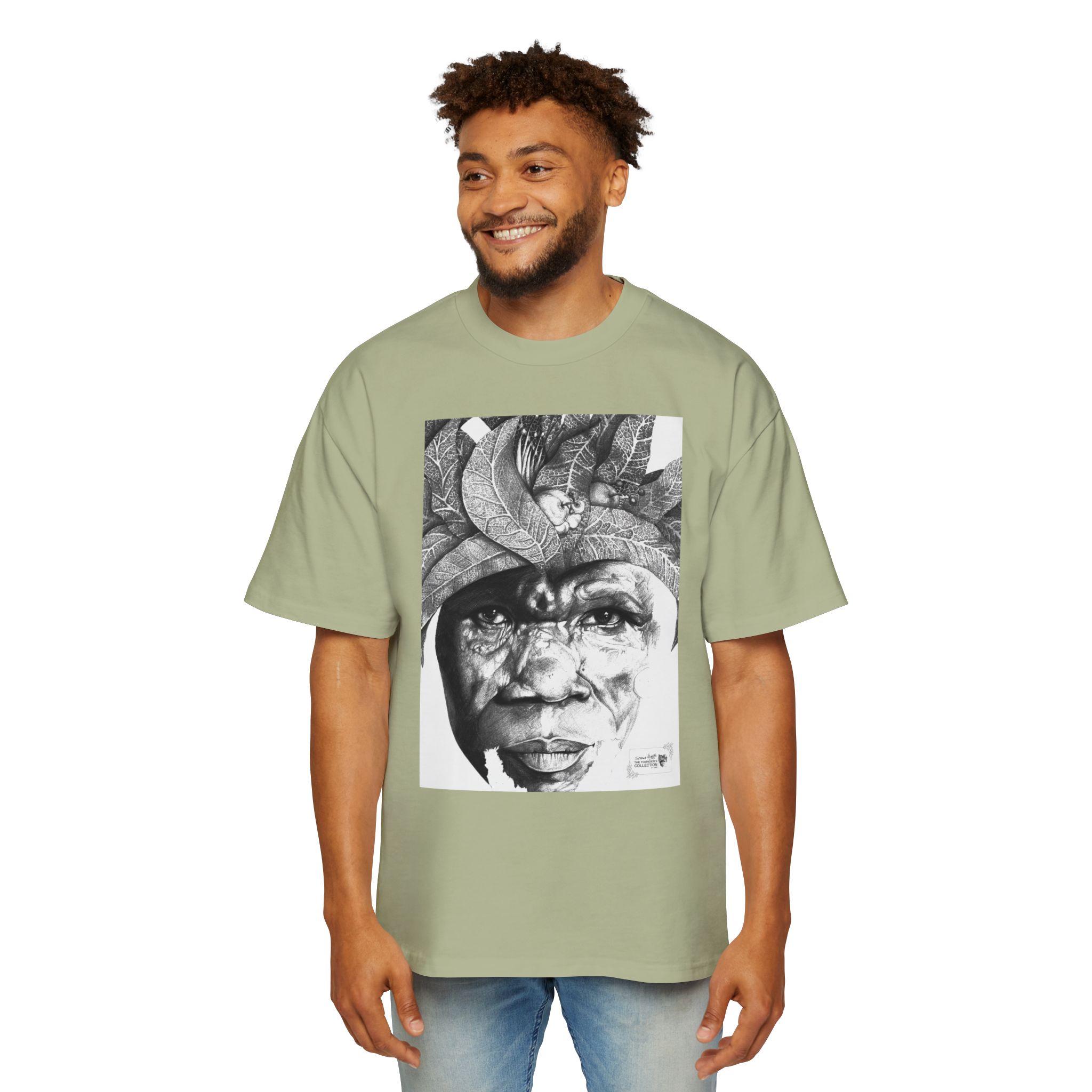 Graphic Tee — Monochrome Tribal Face Art Oversized T-Shirt - Image 31