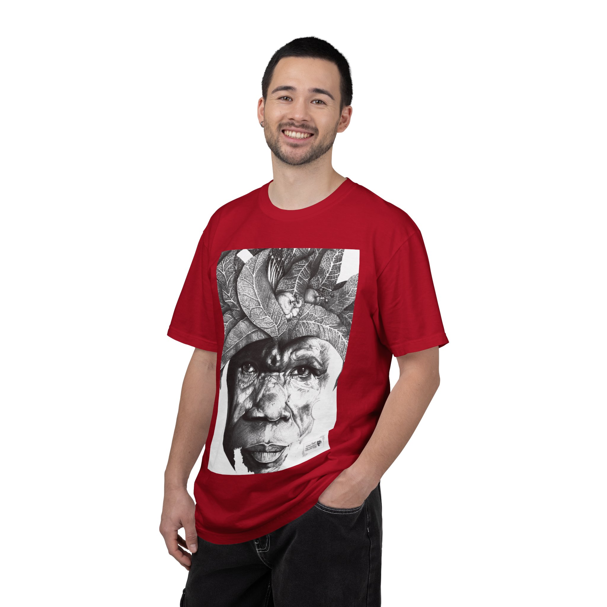 Portrait Graphic T-Shirt — Monochrome Tribal Face Art Tee - Image 60