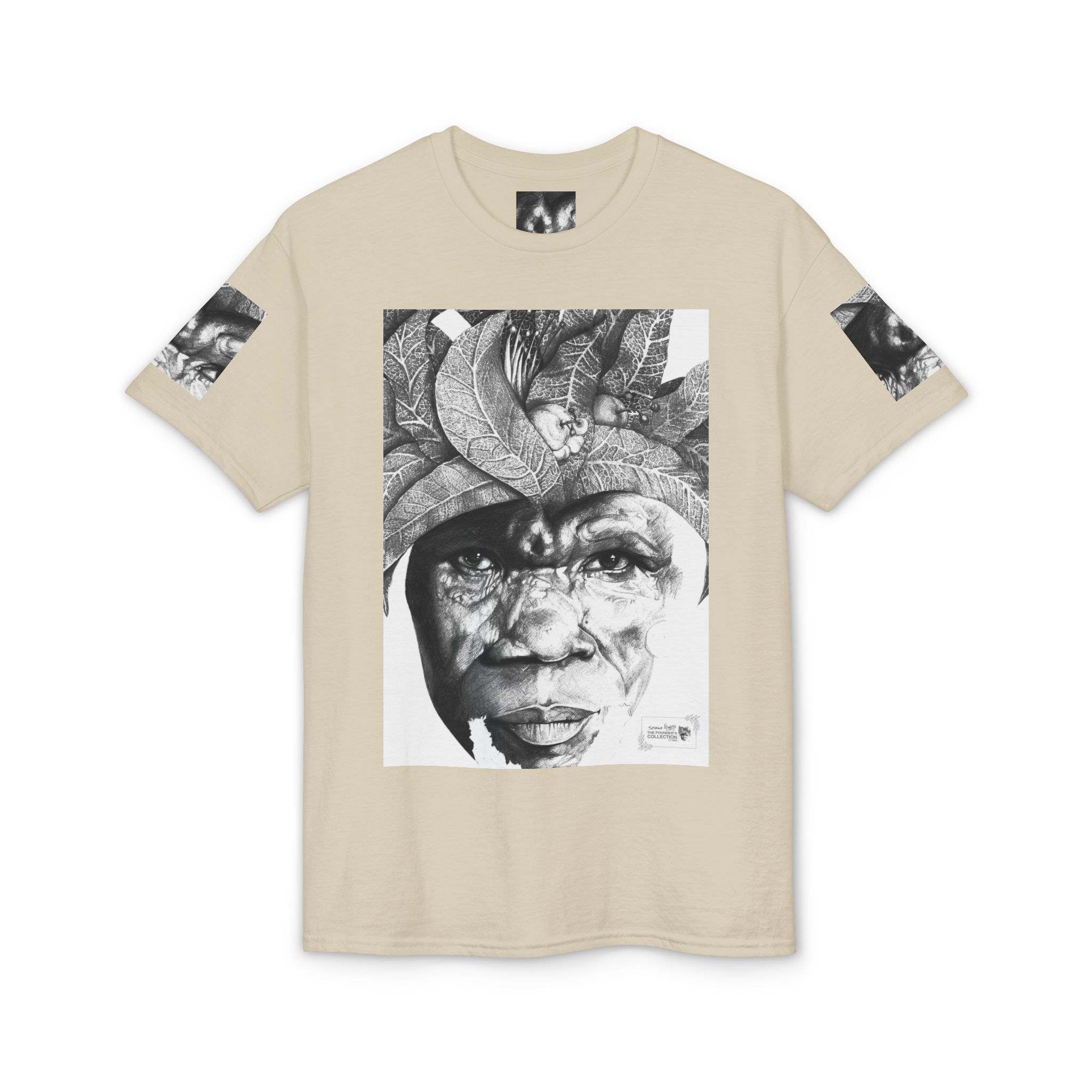 Tribal Face Collage T-Shirt — Black & White Portrait Graphic Tee - Image 13