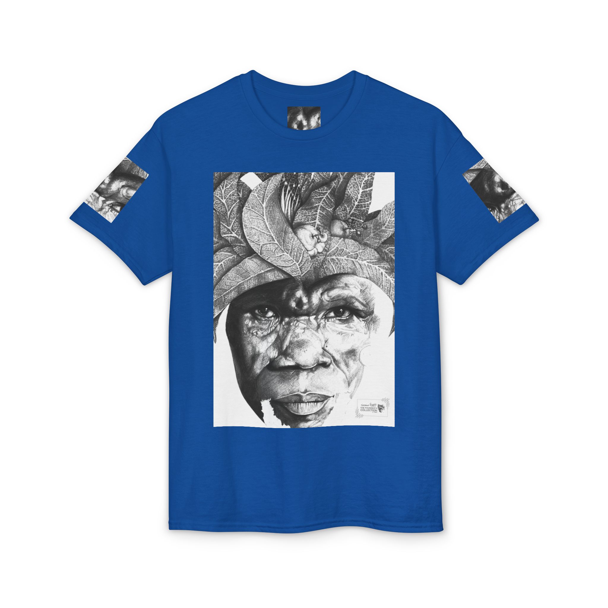 Tribal Face Collage T-Shirt — Black & White Portrait Graphic Tee - Image 49