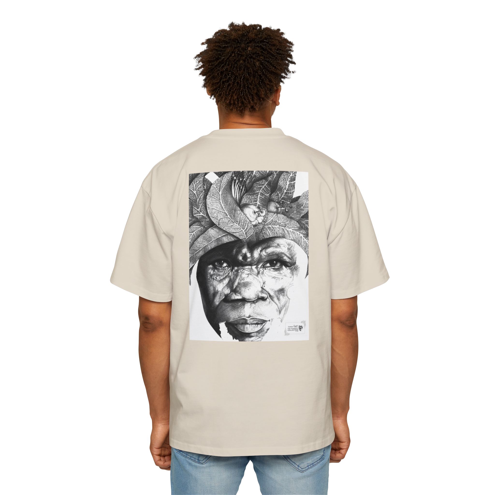 Graphic Tee — Monochrome Tribal Face Art Oversized T-Shirt - Image 20