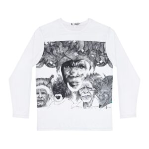 Long Sleeve Shirt — Black & White Tribal Portrait Art Tee