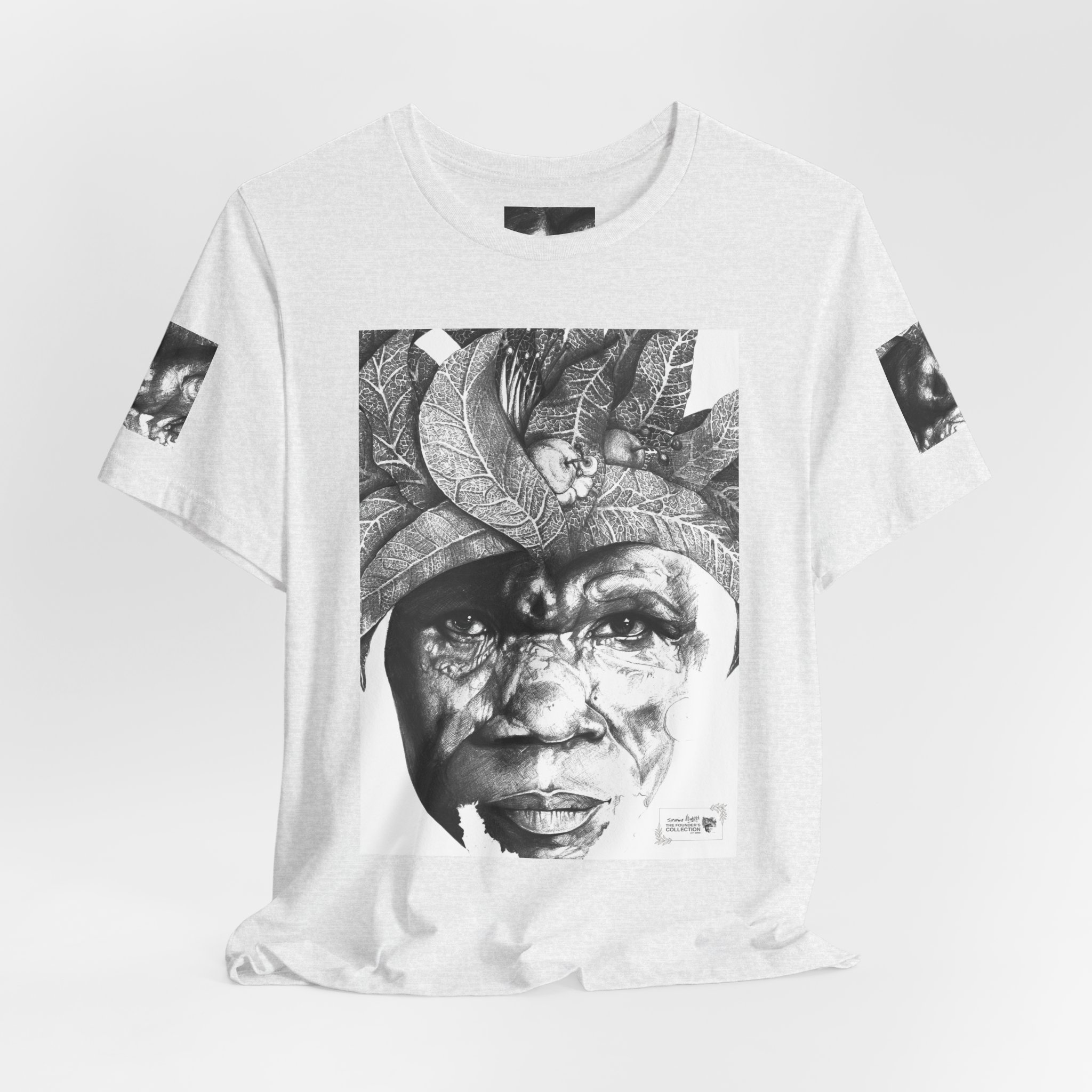Tribal Portrait Tee — Monochrome Indigenous Face Art Graphic T-Shirt - Image 12