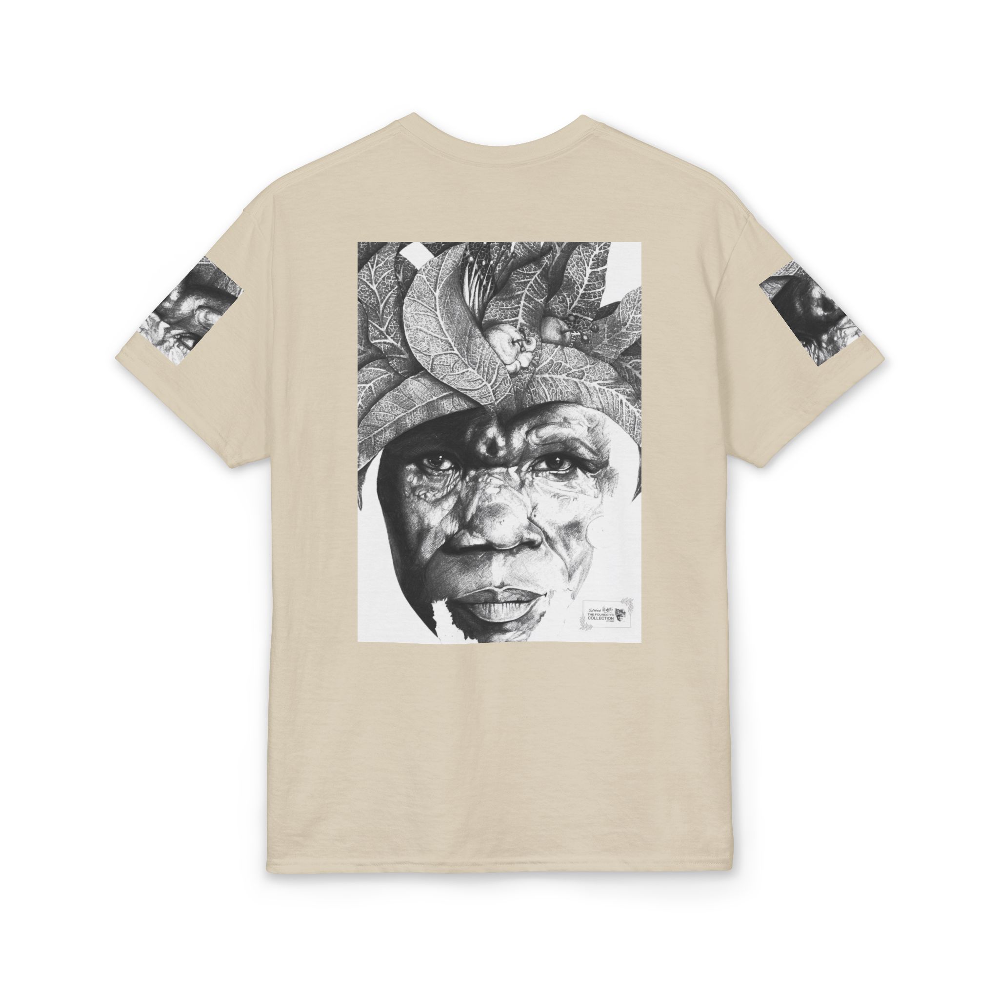 Tribal Face Collage T-Shirt — Black & White Portrait Graphic Tee - Image 14