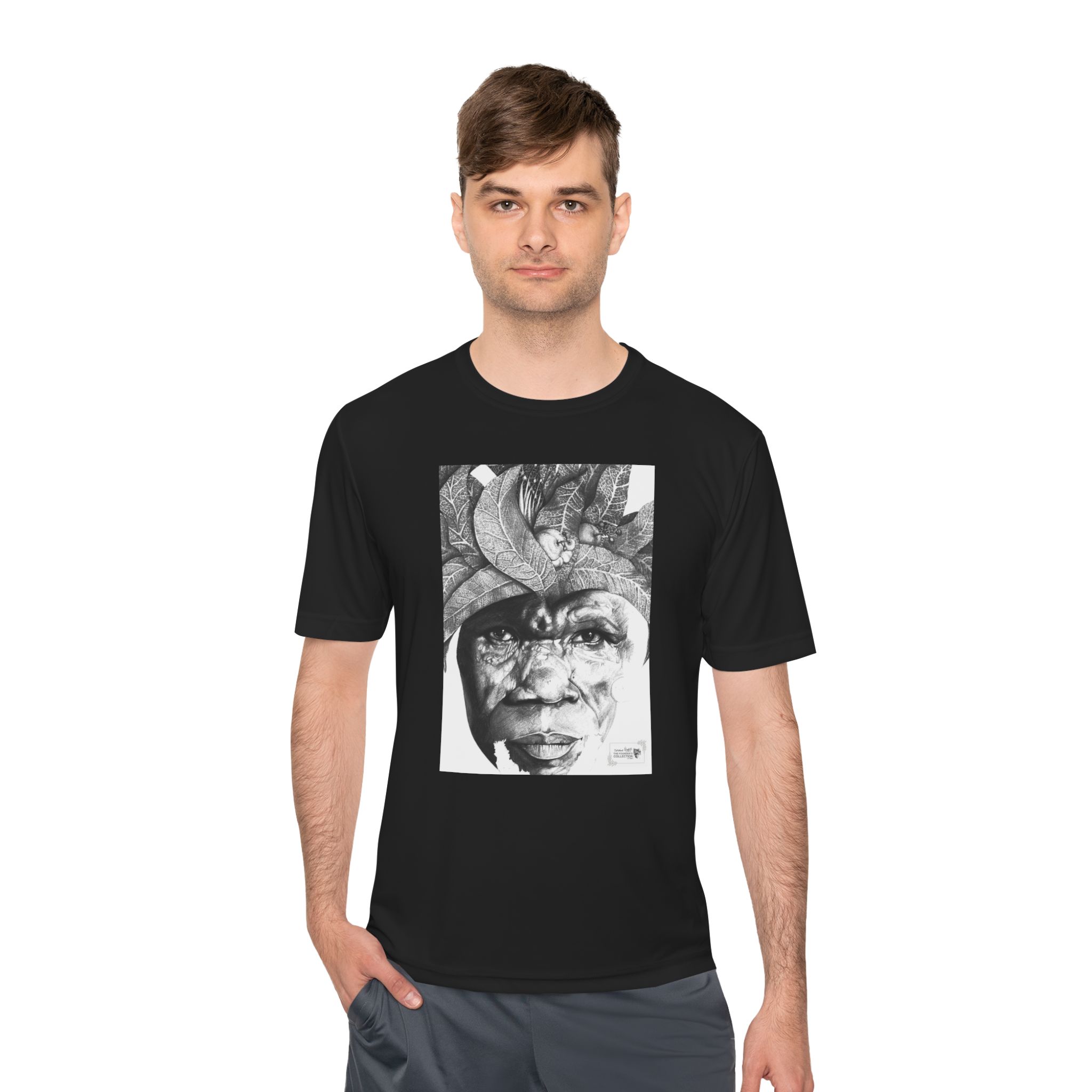 Portrait Graphic Tee — Tribal Headdress Black & White Art - Image 19