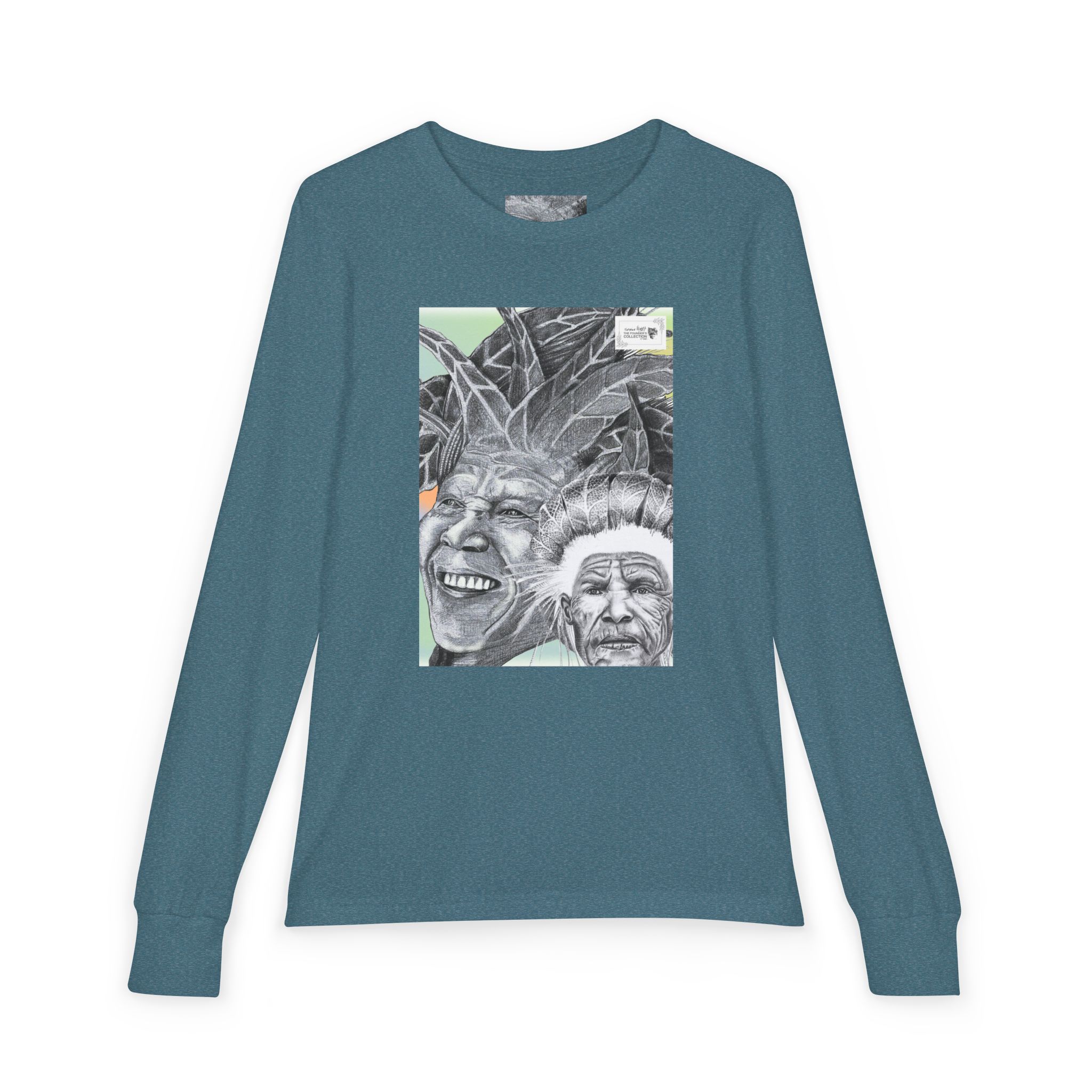 Youth Long Sleeve Tee — Vintage Indigenous Portrait Graphic - Image 29