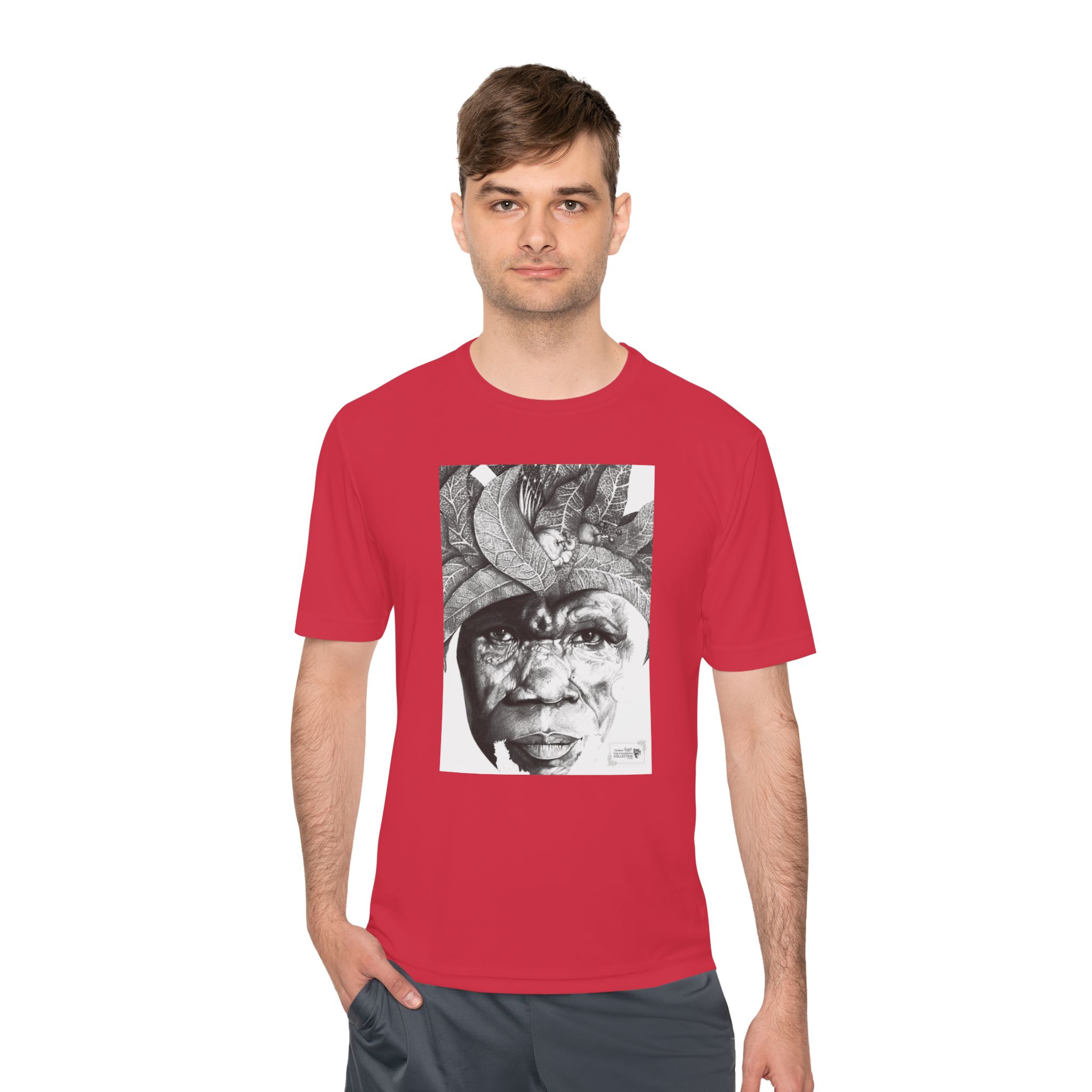 Portrait Graphic Tee — Tribal Headdress Black & White Art - Image 43