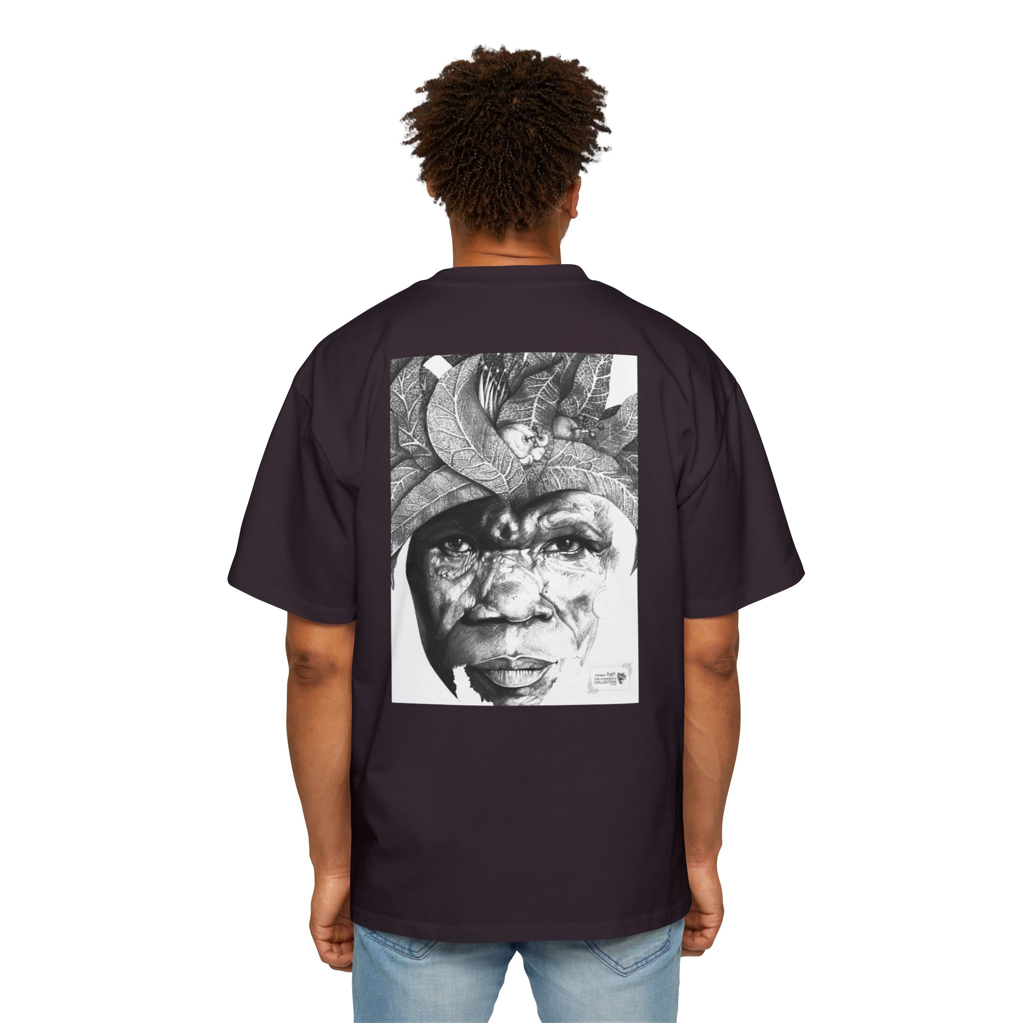 Graphic Tee — Monochrome Tribal Face Art Oversized T-Shirt - Image 60