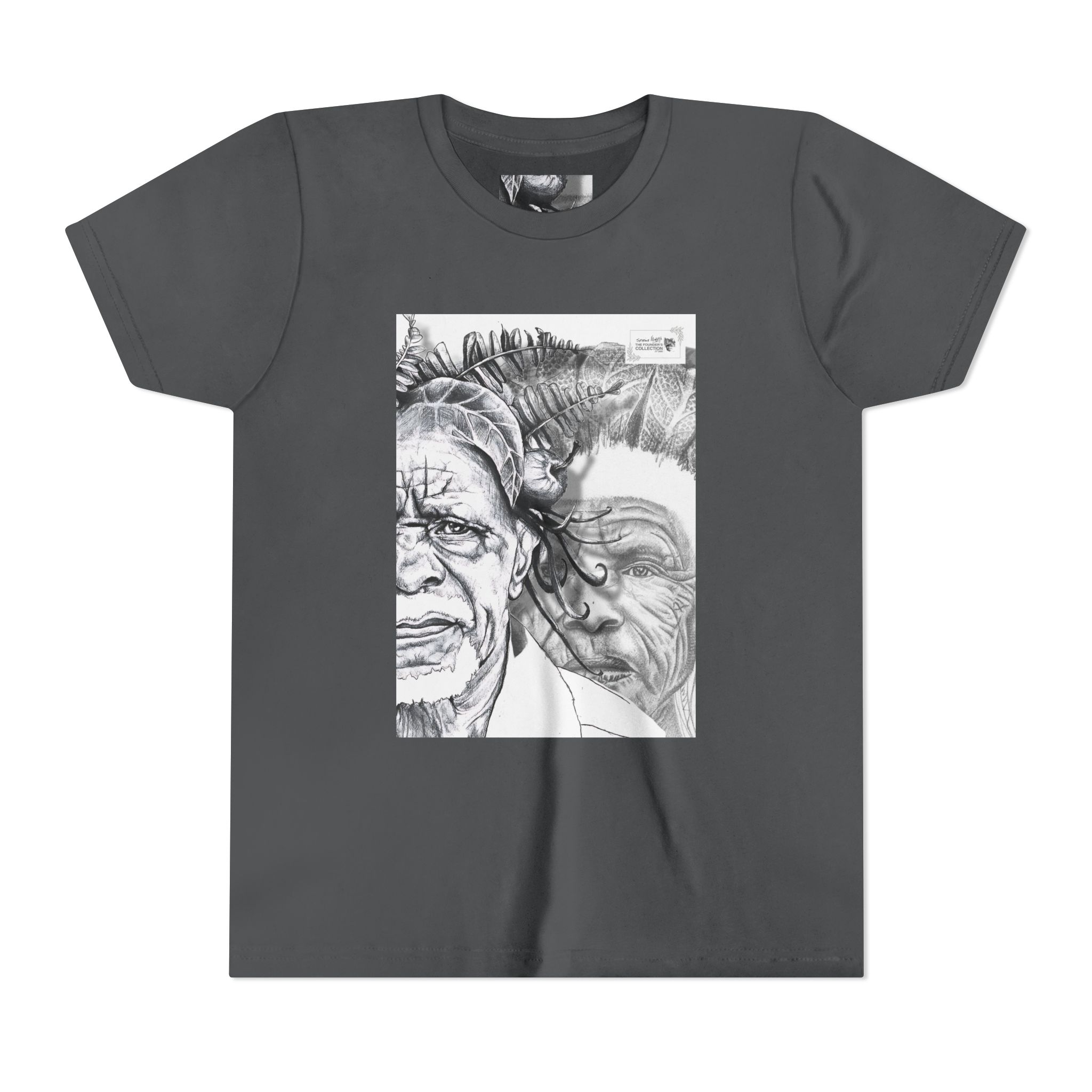 Youth Tee – Monochrome Dual-Face Sketch Graphic - Image 65