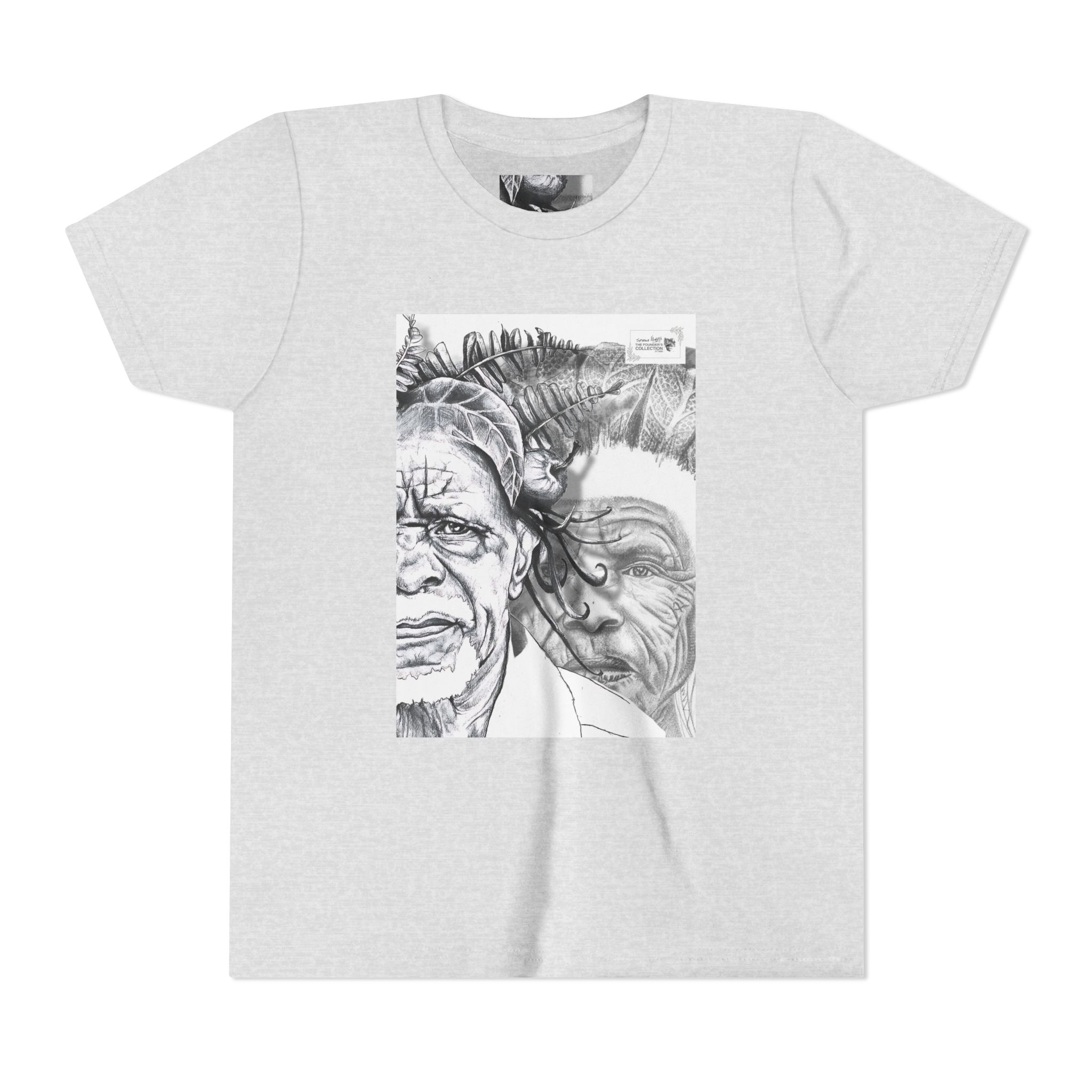 Youth Tee – Monochrome Dual-Face Sketch Graphic - Image 5
