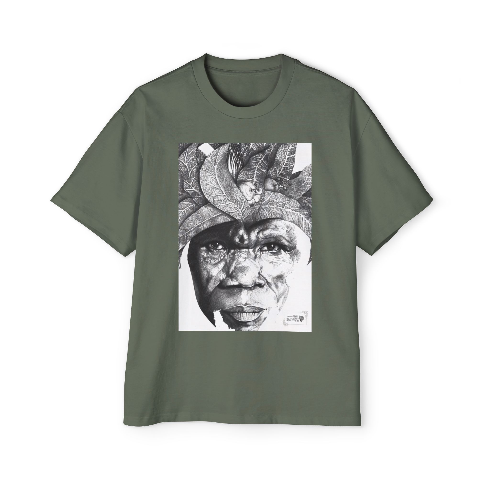 Graphic Tee — Monochrome Tribal Face Art Oversized T-Shirt - Image 37
