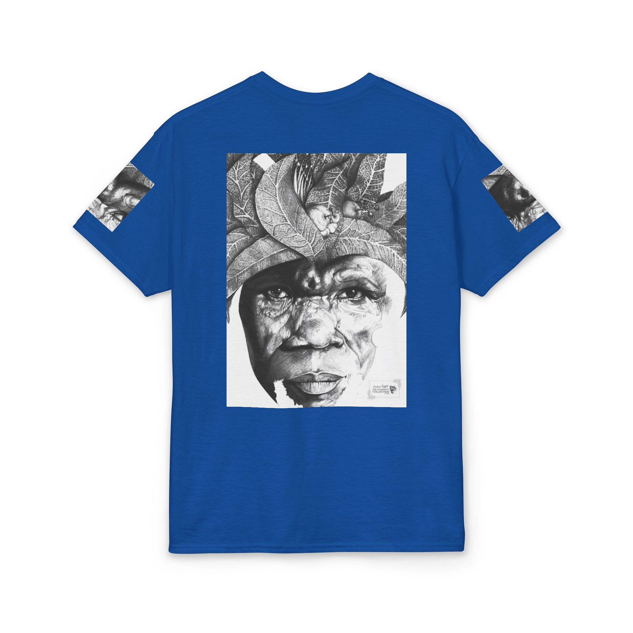 Tribal Face Collage T-Shirt — Black & White Portrait Graphic Tee - Image 50