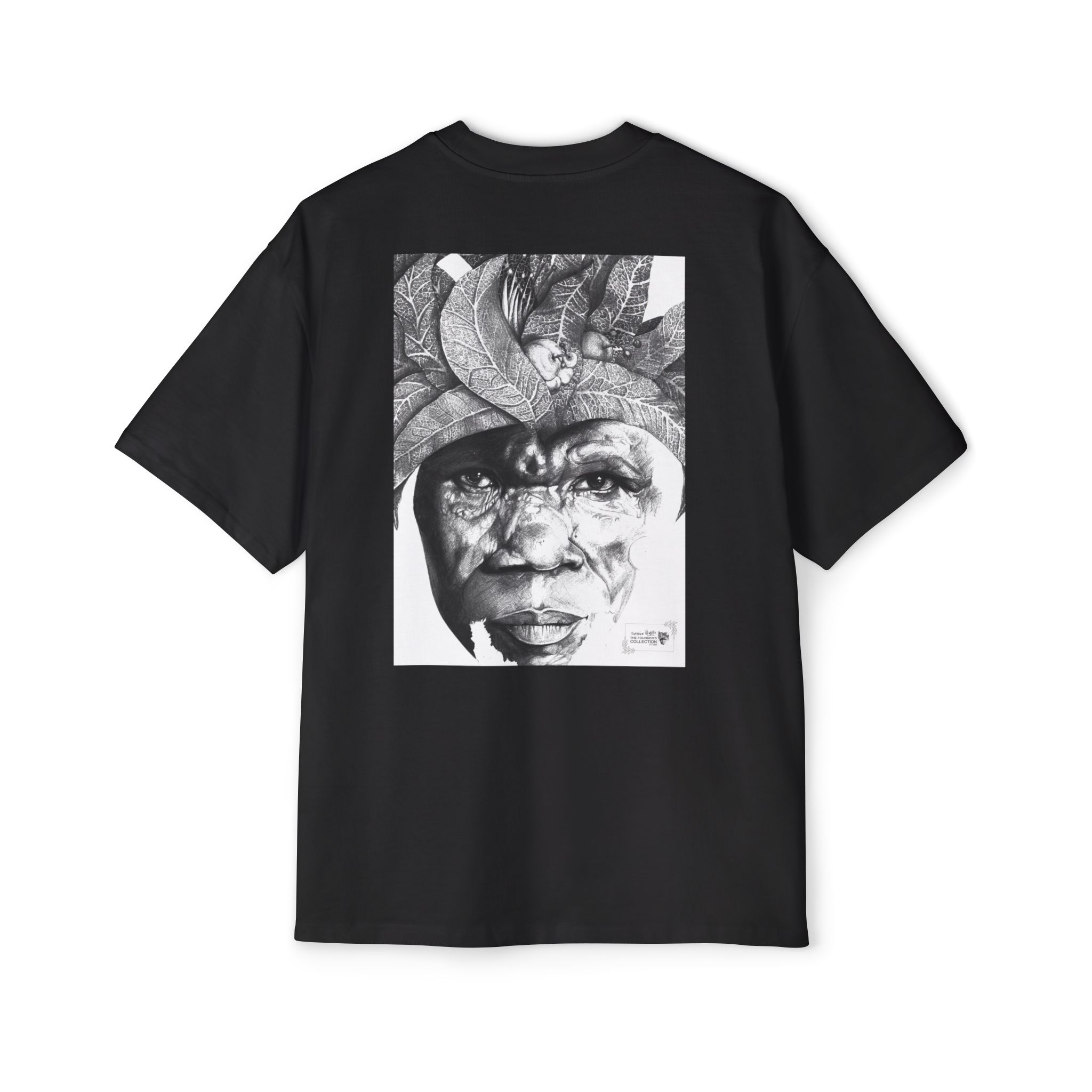 Graphic Tee — Monochrome Tribal Face Art Oversized T-Shirt - Image 14