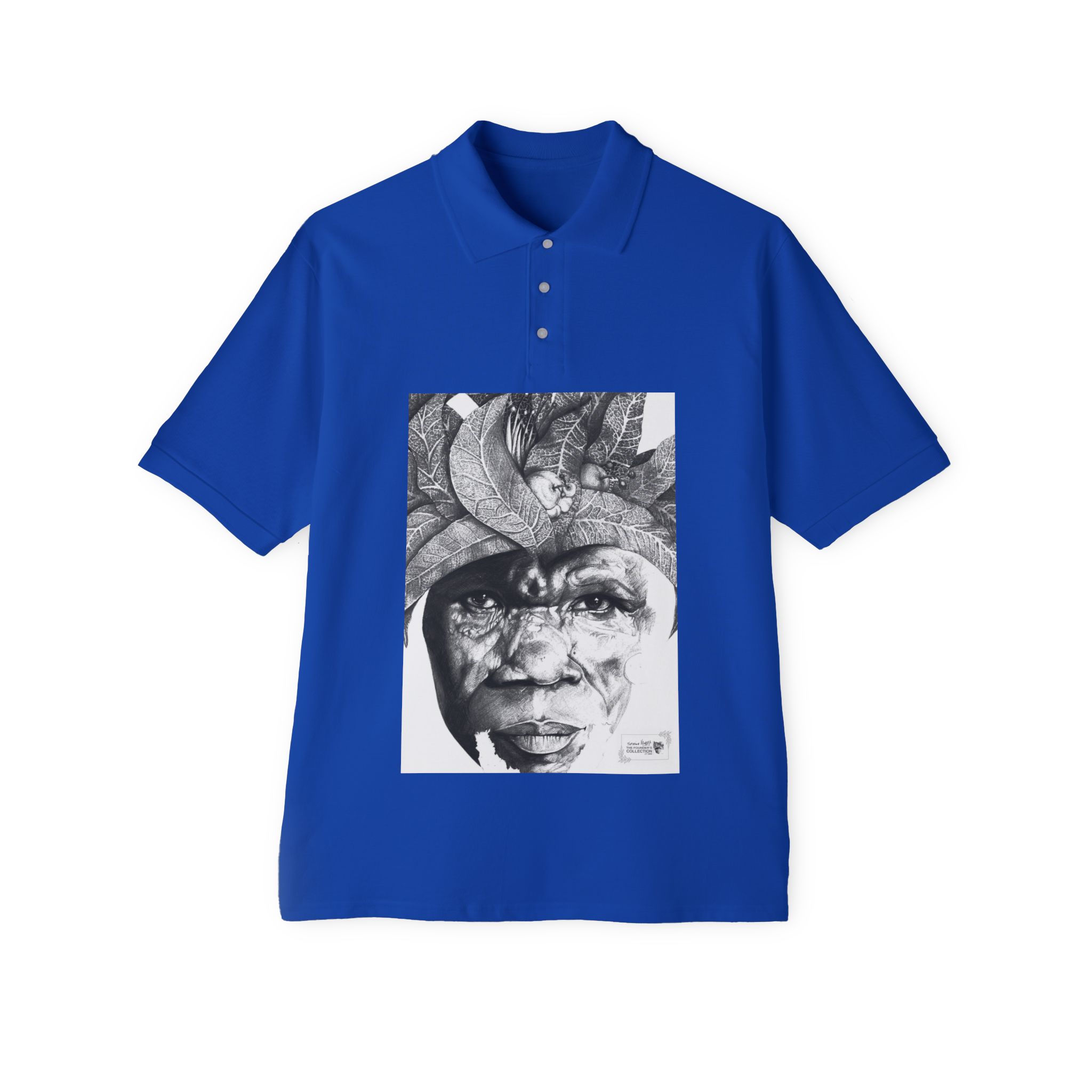 Men's Polo with Monochrome Tribal Portrait Print — Graphic Art Polo Shirt - Image 17