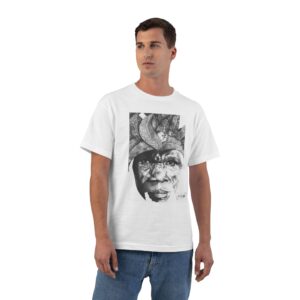 Tribal Face Portrait T-Shirt — Black & White Ethnic Art Tee