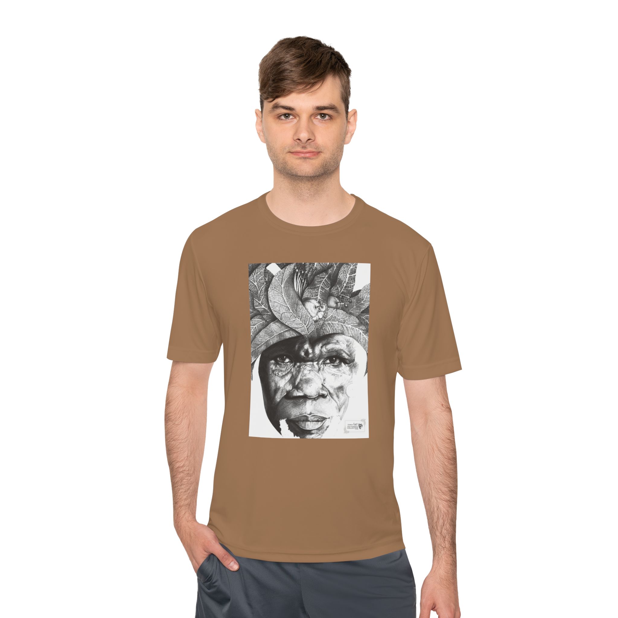 Portrait Graphic Tee — Tribal Headdress Black & White Art - Image 31