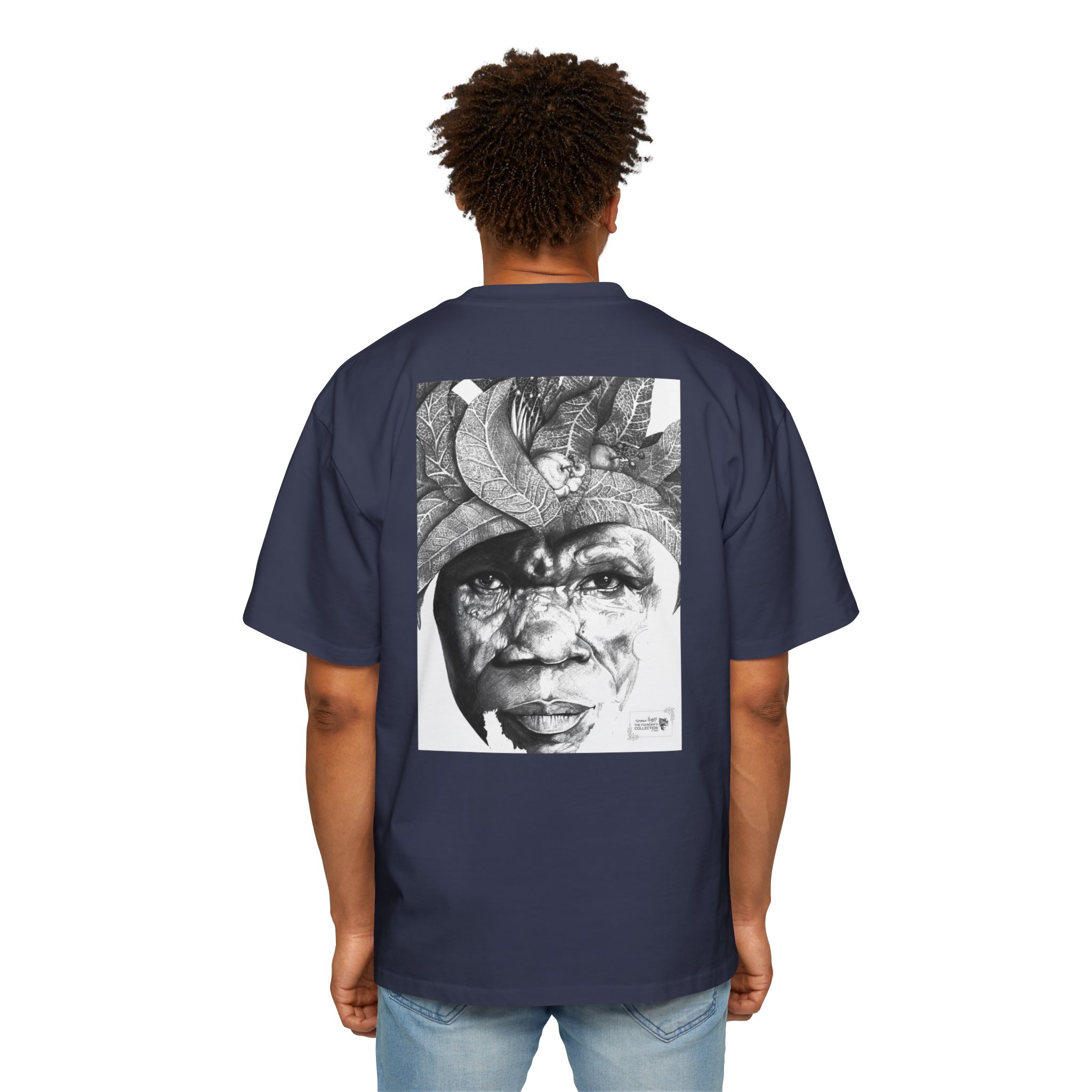 Graphic Tee — Monochrome Tribal Face Art Oversized T-Shirt - Image 52