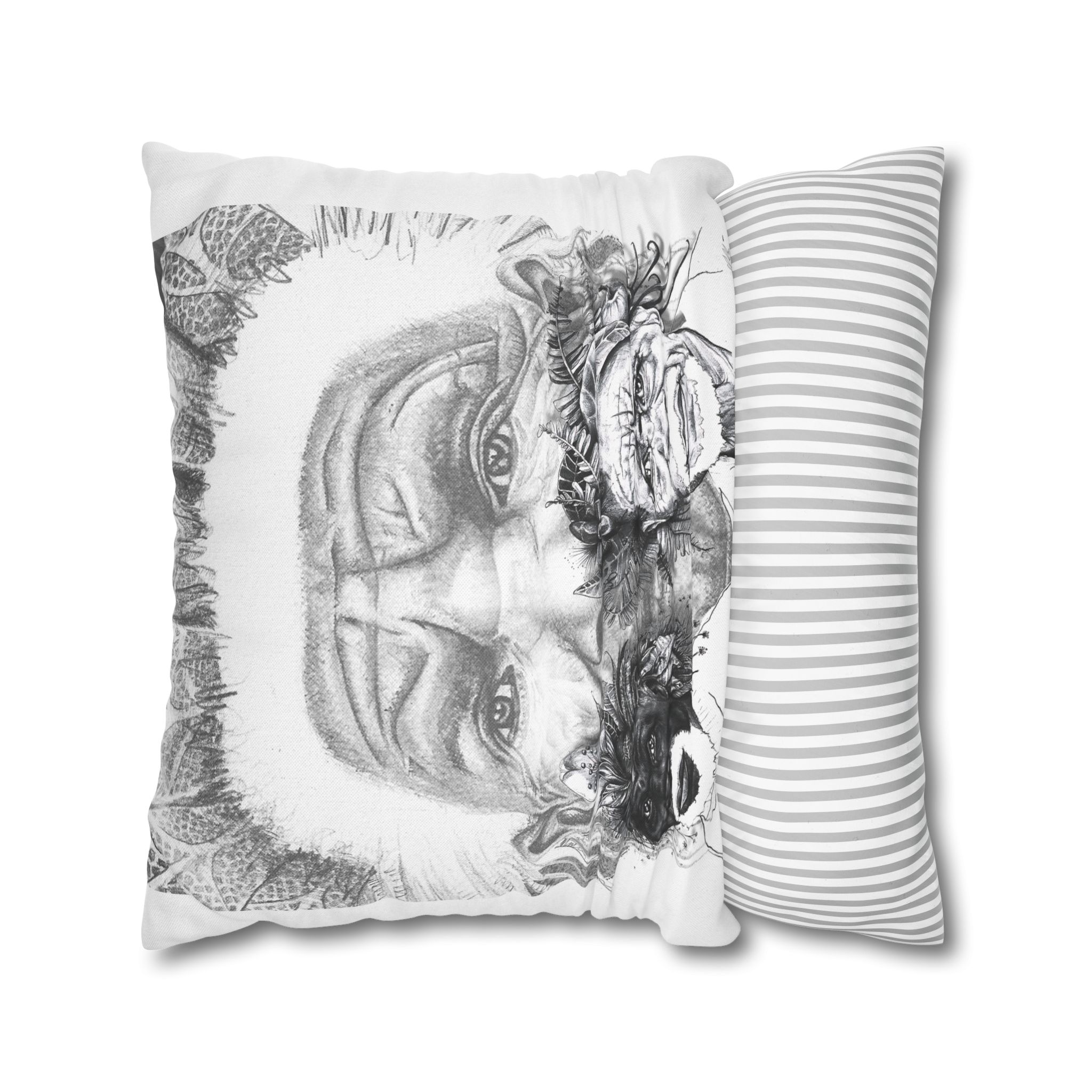 Tribal Elder Art Pillowcase — Black & White Ethnic Portrait Decorative Pillow - Image 14
