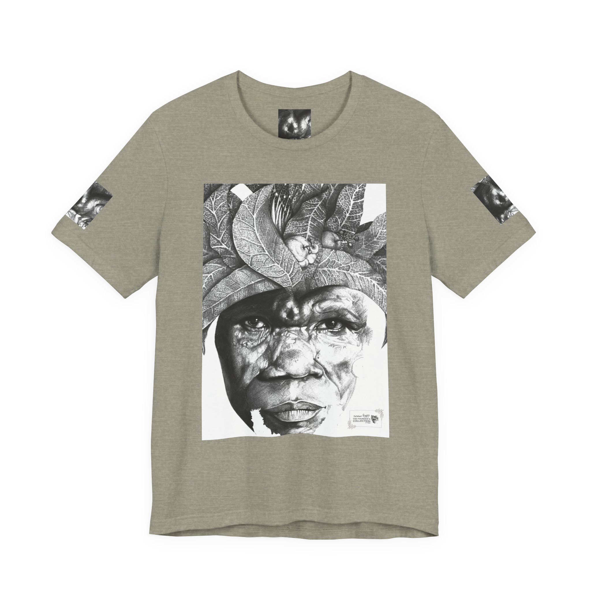 Tribal Portrait Tee — Monochrome Indigenous Face Art Graphic T-Shirt - Image 29