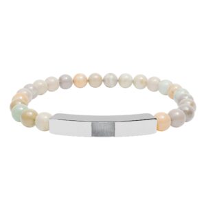 Engravable Natural Stone Stretch Bar Bracelet — Personalized Beaded Bracelet
