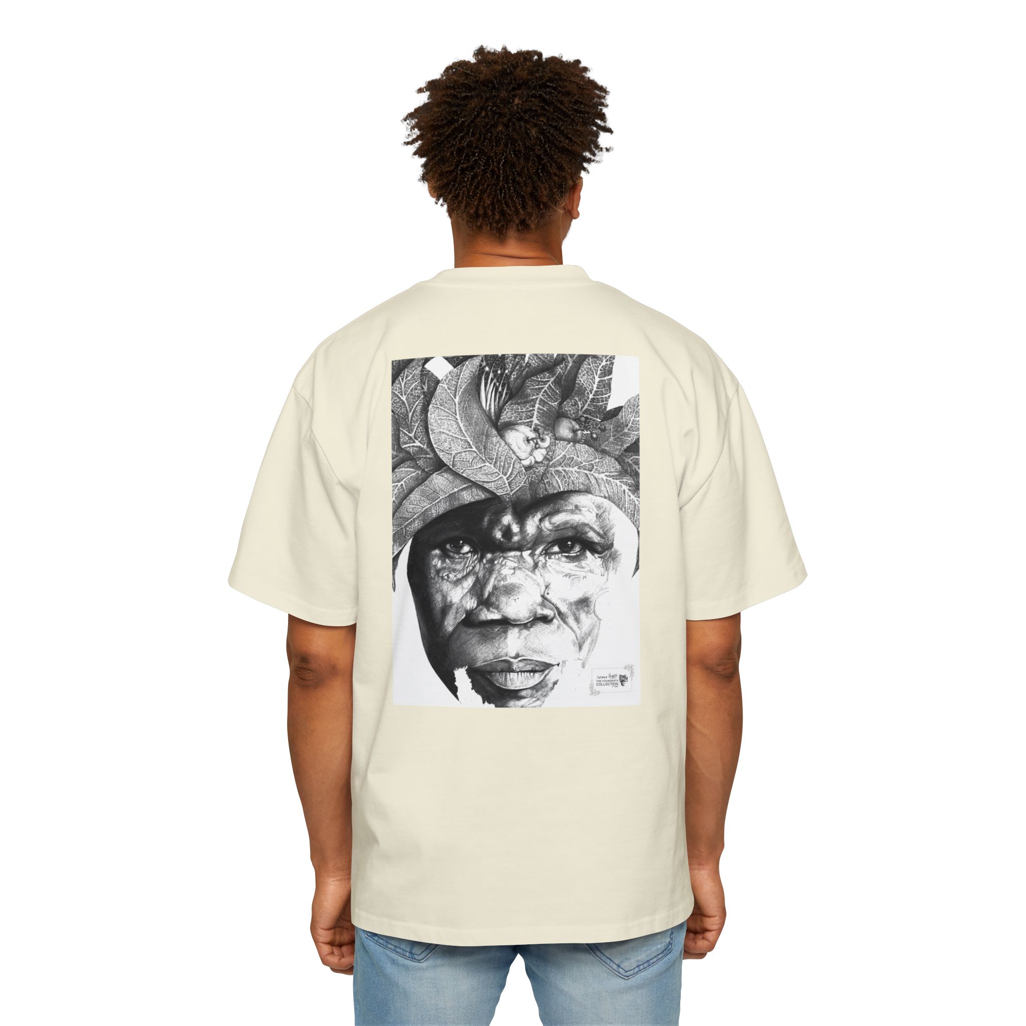 Graphic Tee — Monochrome Tribal Face Art Oversized T-Shirt - Image 24