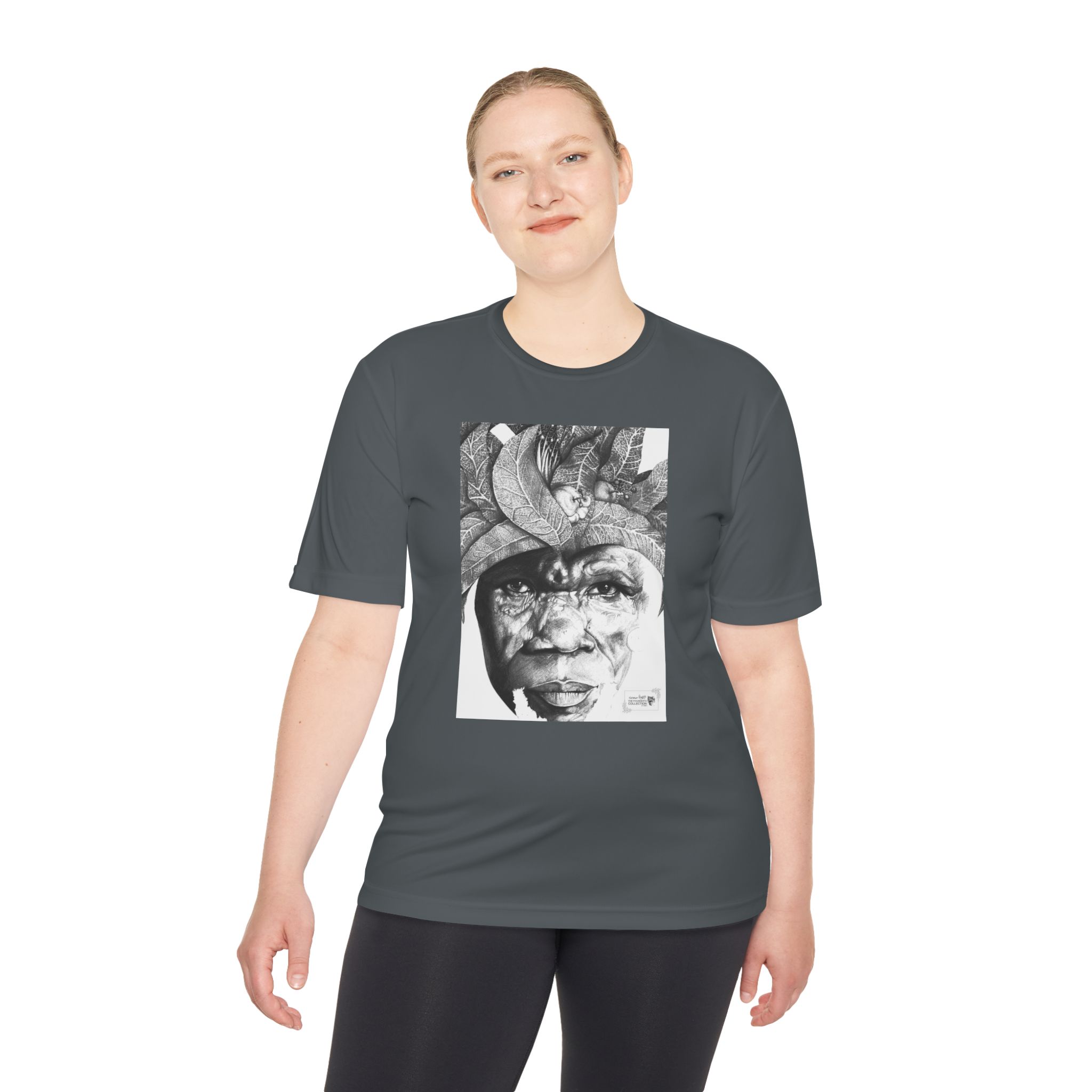 Portrait Graphic Tee — Tribal Headdress Black & White Art - Image 16