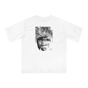 Tribal Portrait Performance Tee — Monochrome African Mask Art