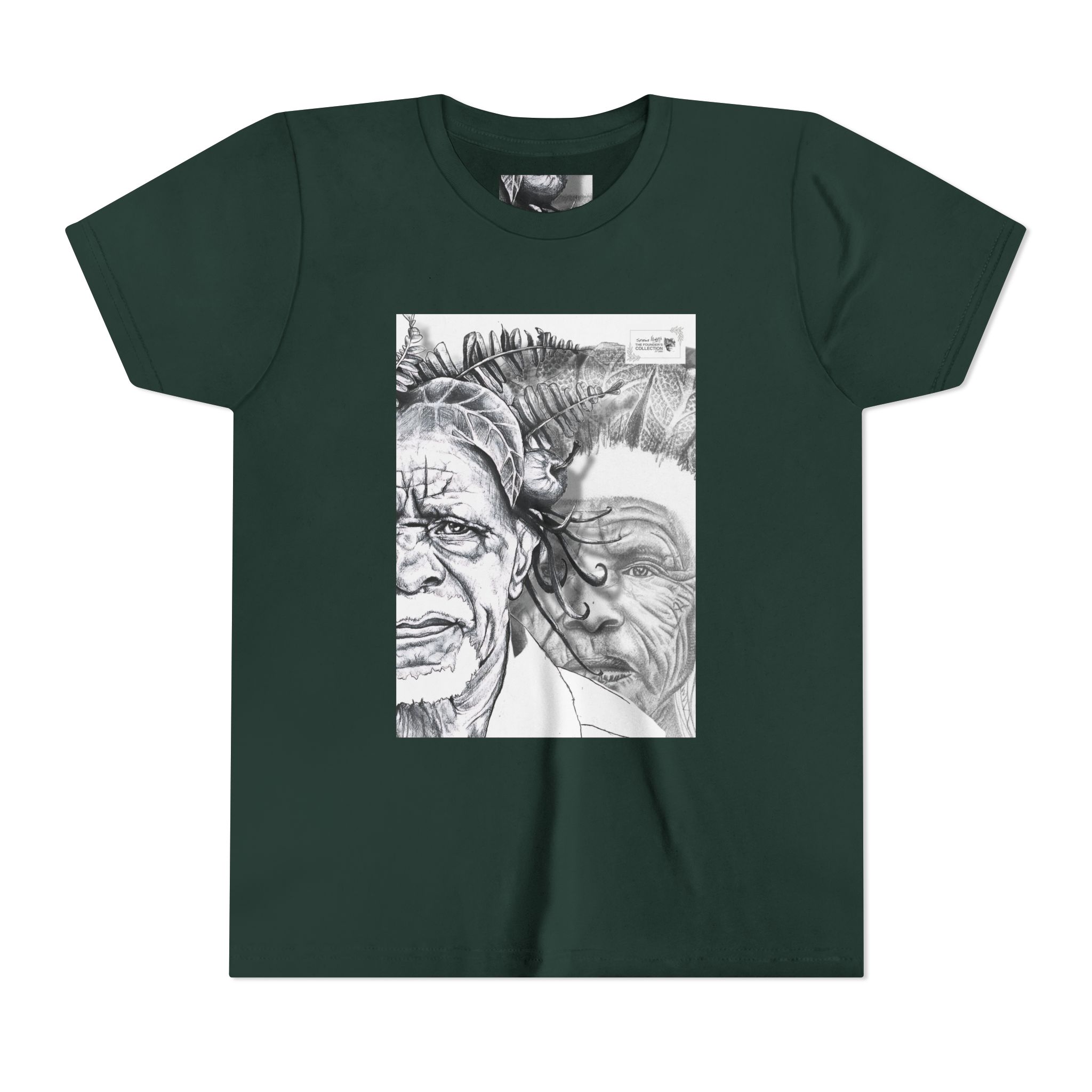 Youth Tee – Monochrome Dual-Face Sketch Graphic - Image 45