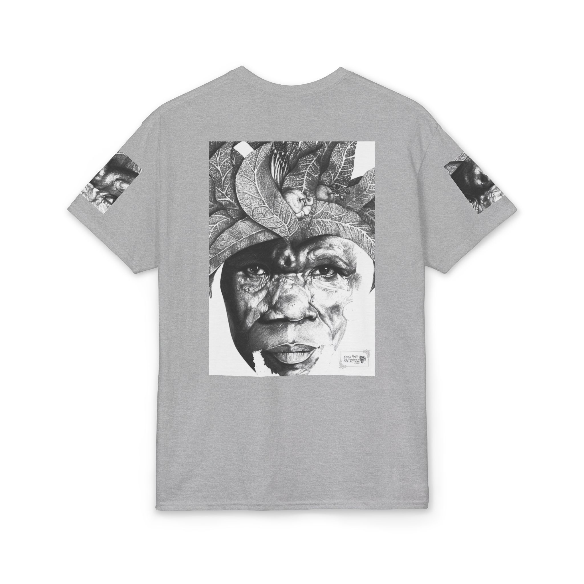 Tribal Face Collage T-Shirt — Black & White Portrait Graphic Tee - Image 18