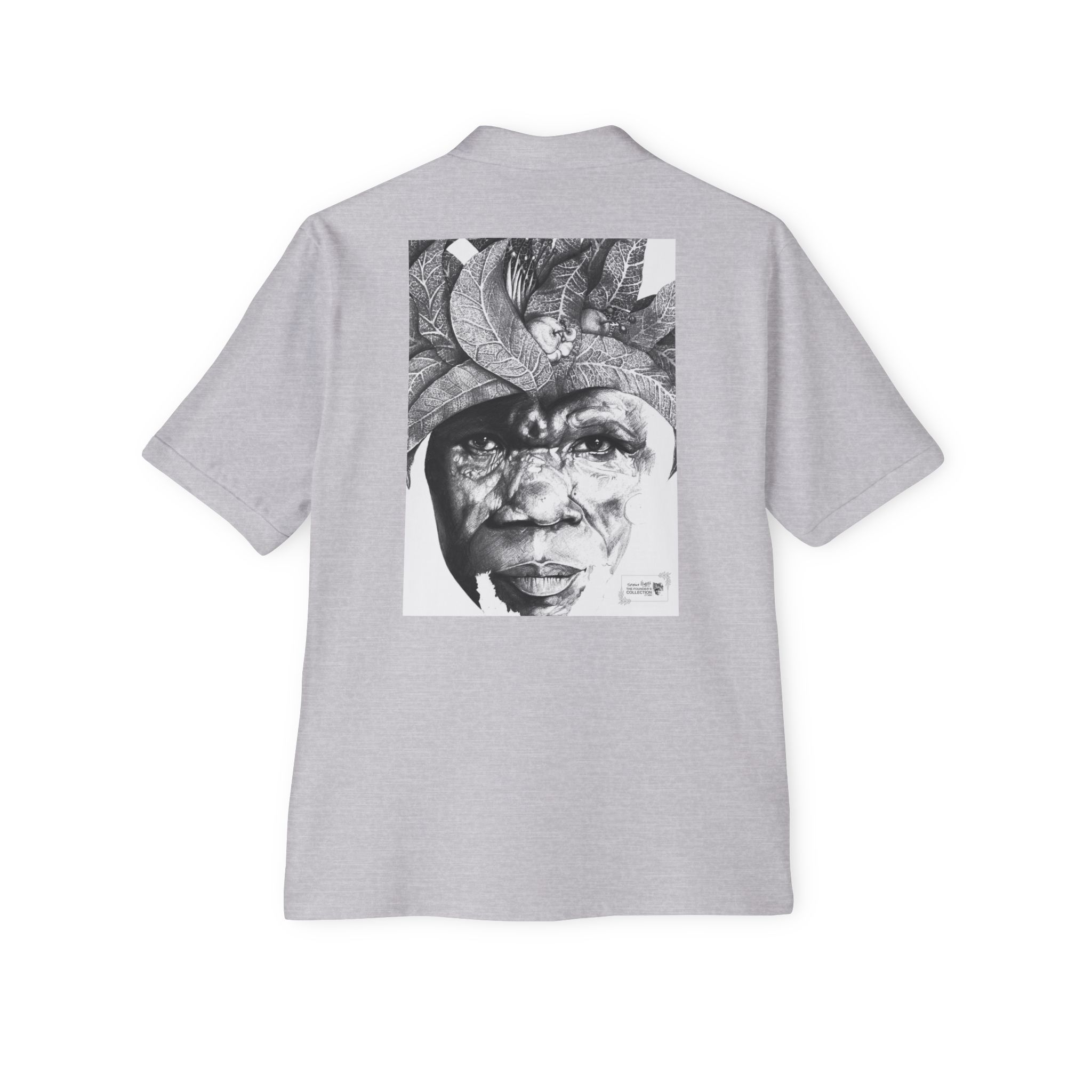 Men's Polo with Monochrome Tribal Portrait Print — Graphic Art Polo Shirt - Image 14