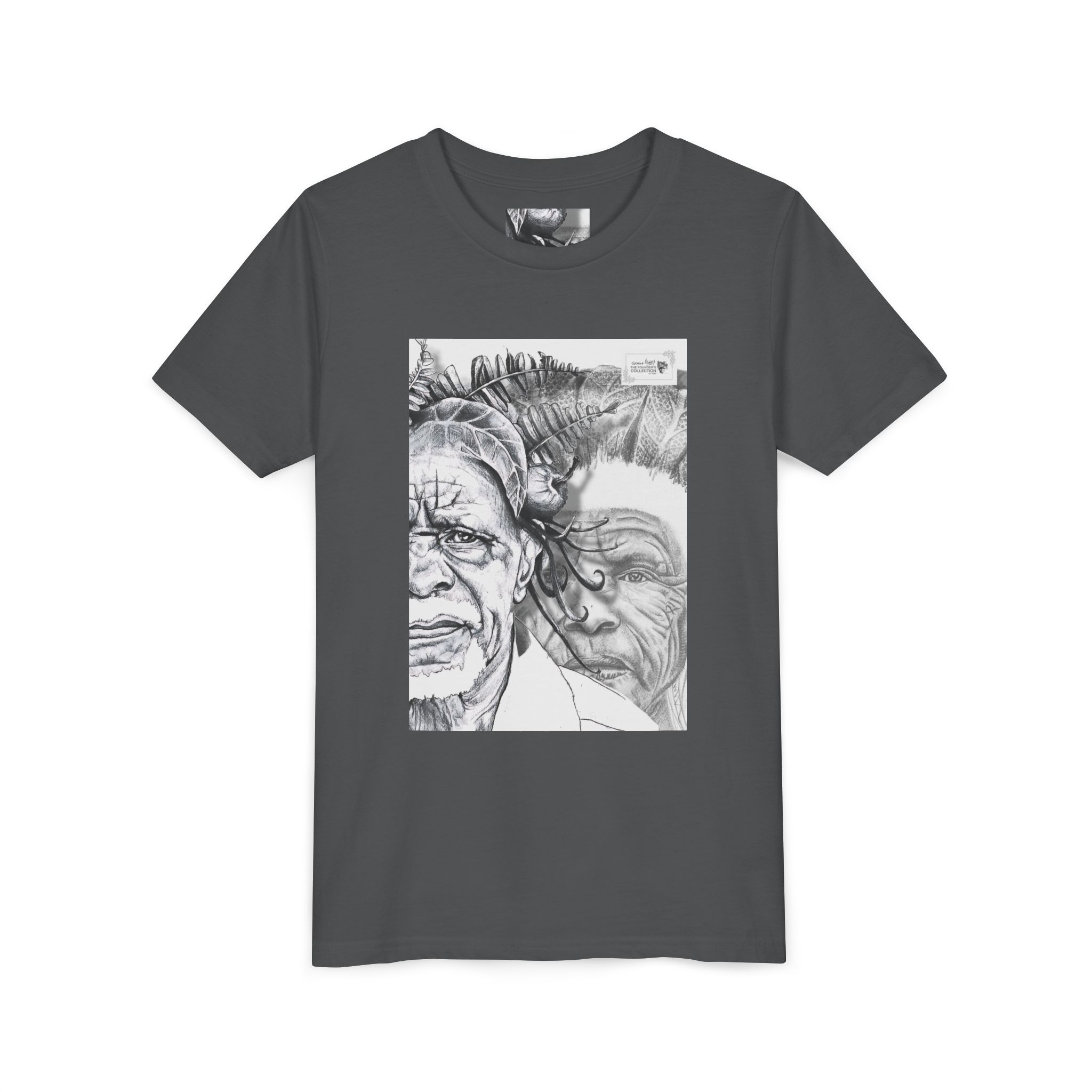Youth Tee – Monochrome Dual-Face Sketch Graphic - Image 67