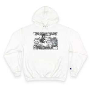 Champion Hoodie — Black & White Collage Portrait Graphic Hoodie