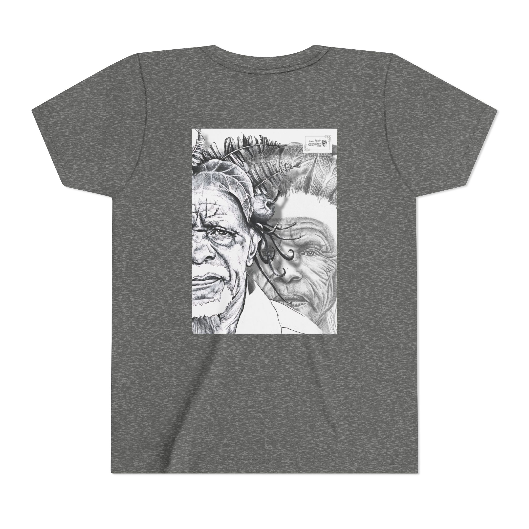 Youth Tee – Monochrome Dual-Face Sketch Graphic - Image 14