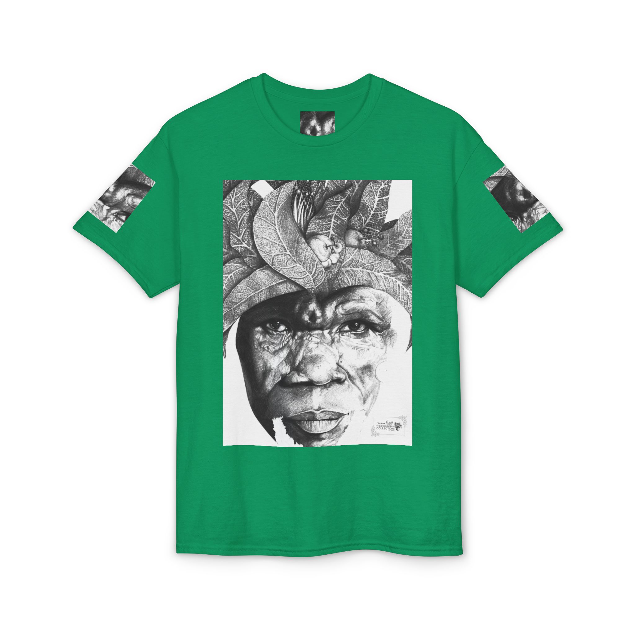 Tribal Face Collage T-Shirt — Black & White Portrait Graphic Tee - Image 33